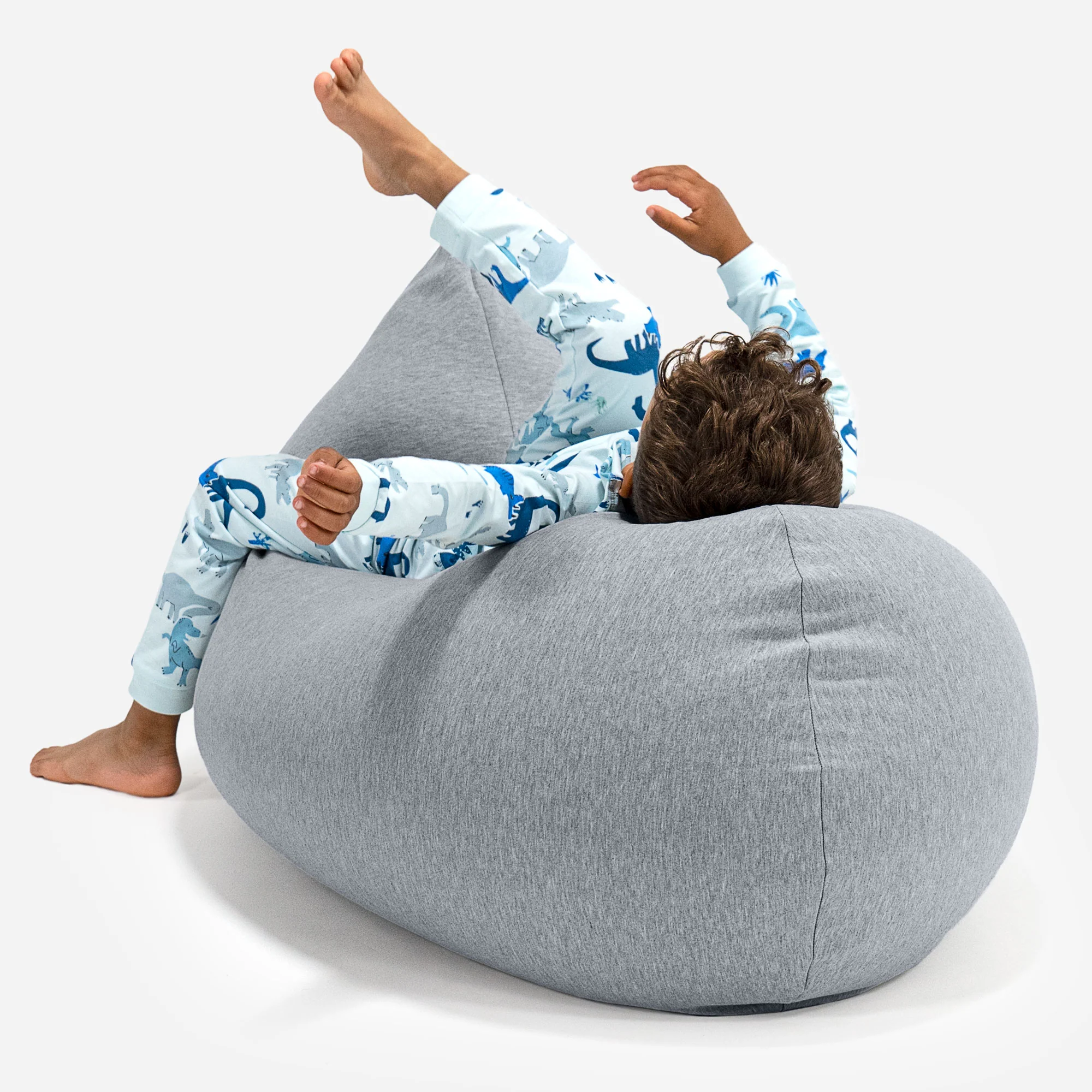 Großer Sitzsack für Kinder 2-6 Jahre - Elastische Baumwolle Hellgrau - Image 4