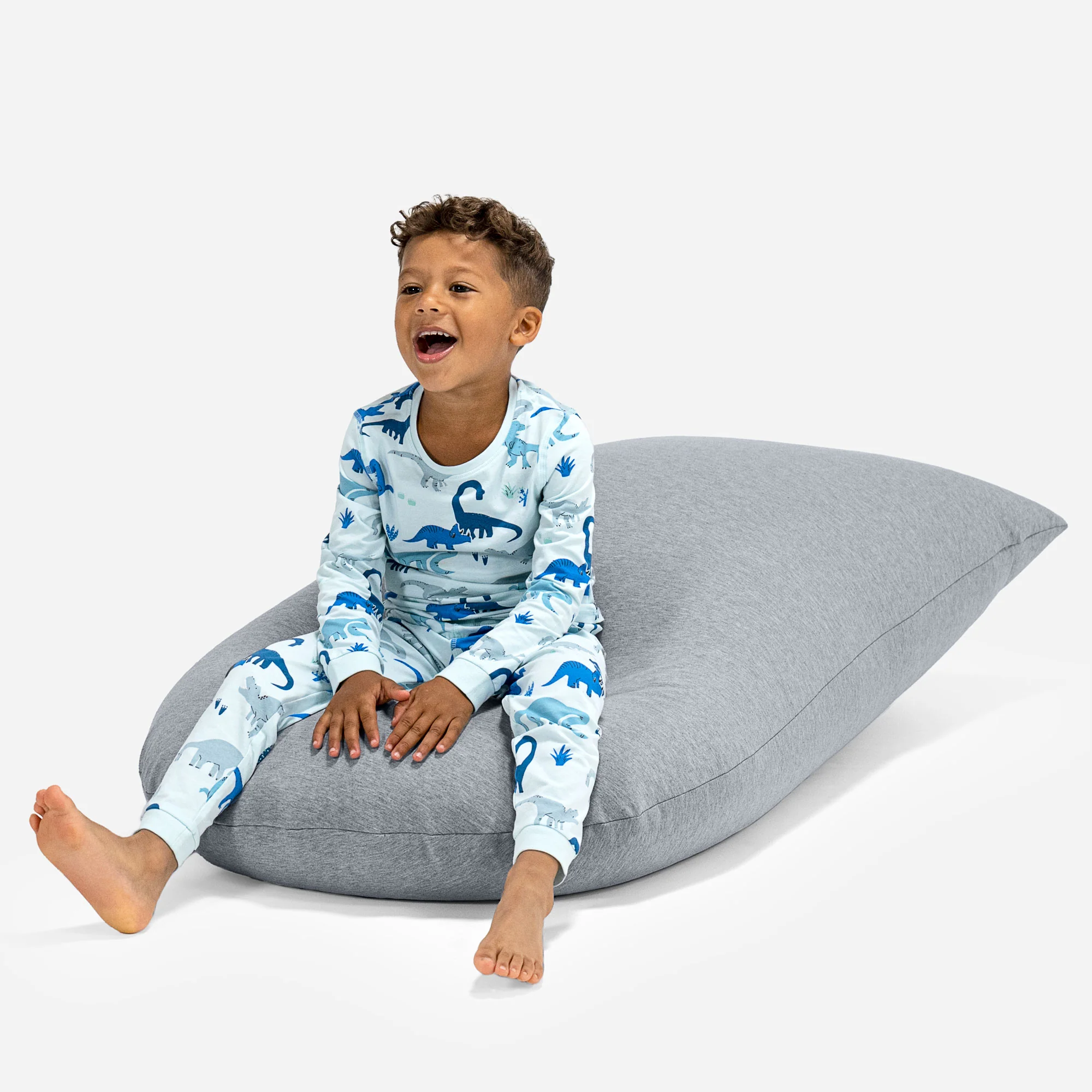 Großer Sitzsack für Kinder 2-6 Jahre - Elastische Baumwolle Hellgrau - Image 5