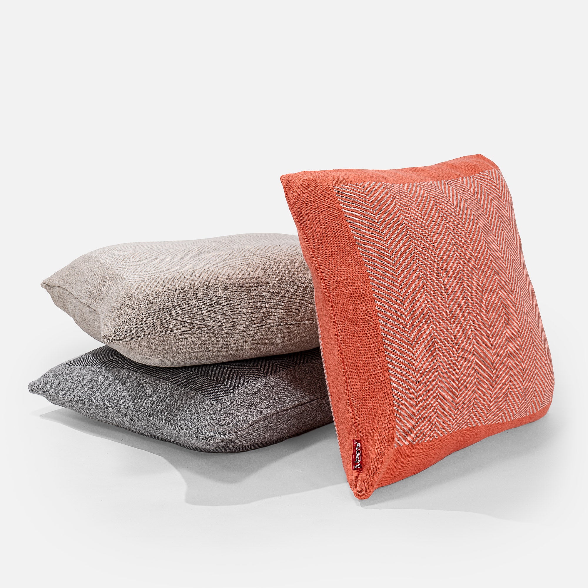 Dekokissen / Sofa Kissenbezug 47 x 47cm - Gestrickte Fischgrätenmuster Koralle - Image 3