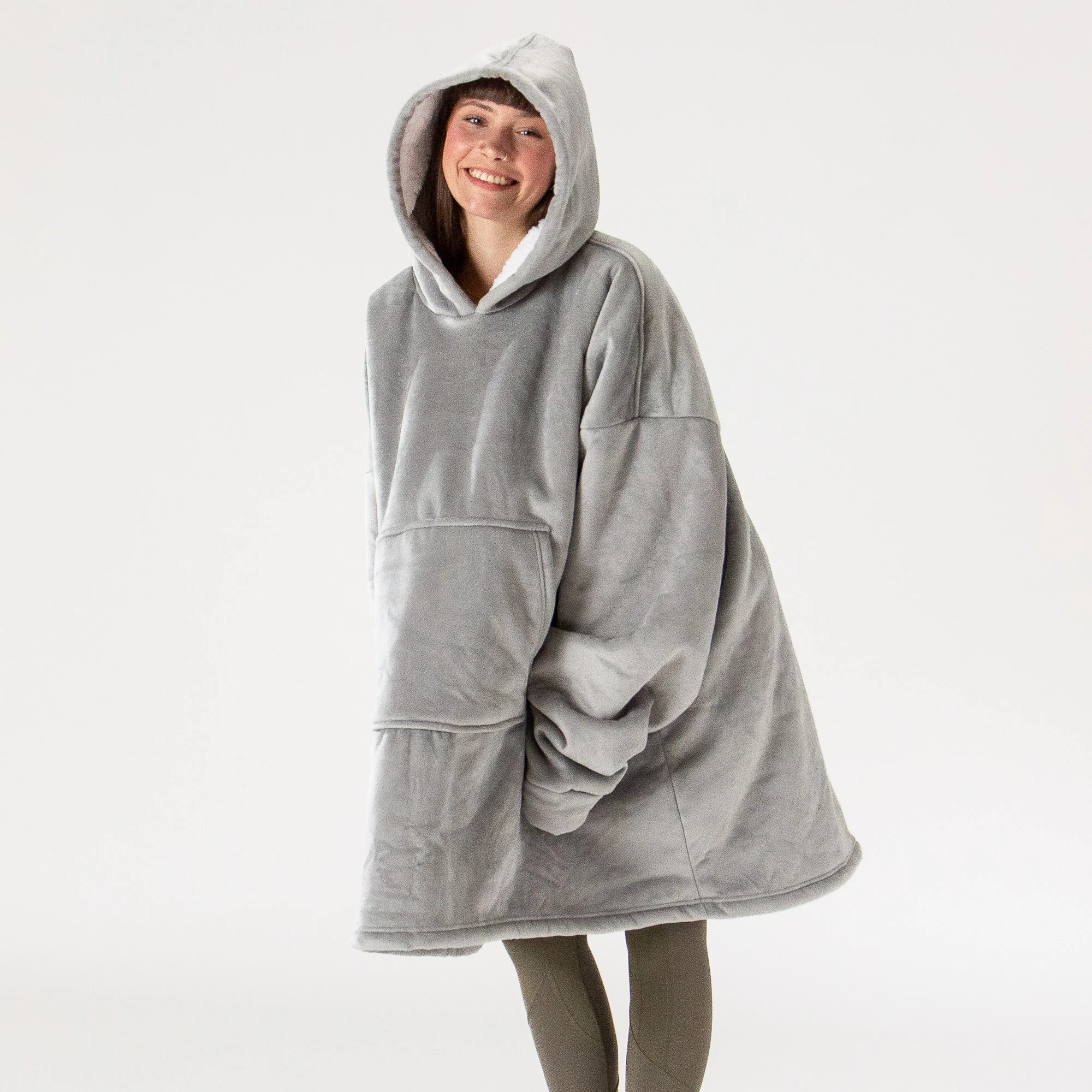 Hoodie Decke für Erwachsene - Fleece Grau - Image 3
