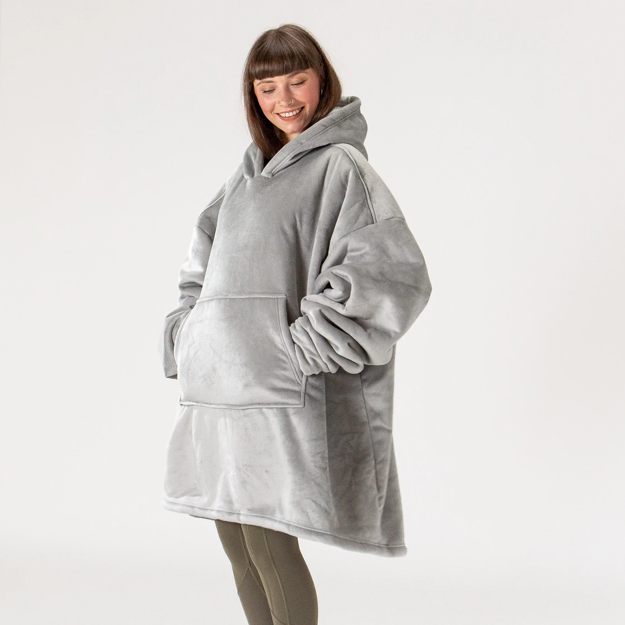 Hoodie Decke für Erwachsene - Fleece Grau - Image 4