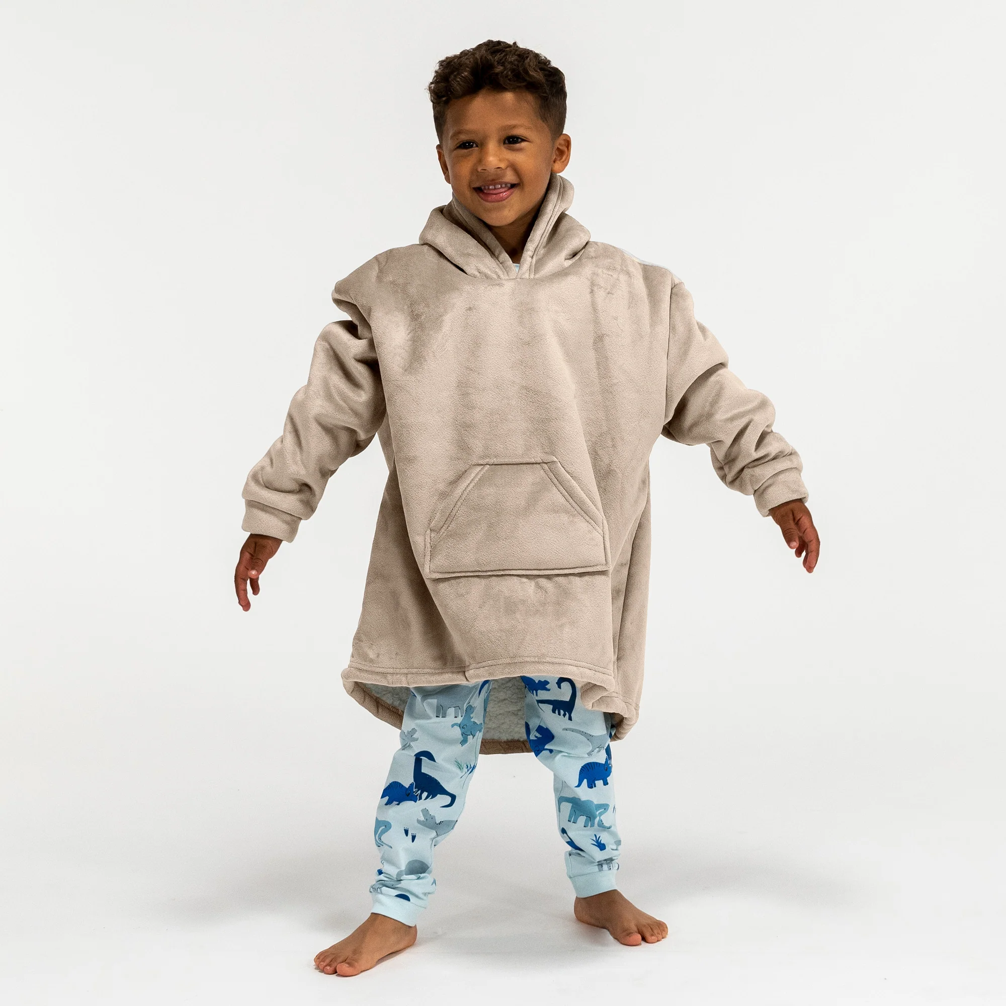 Hoodie Decke für Kinder - Fleece Crème / Nerzfarben - Image 3