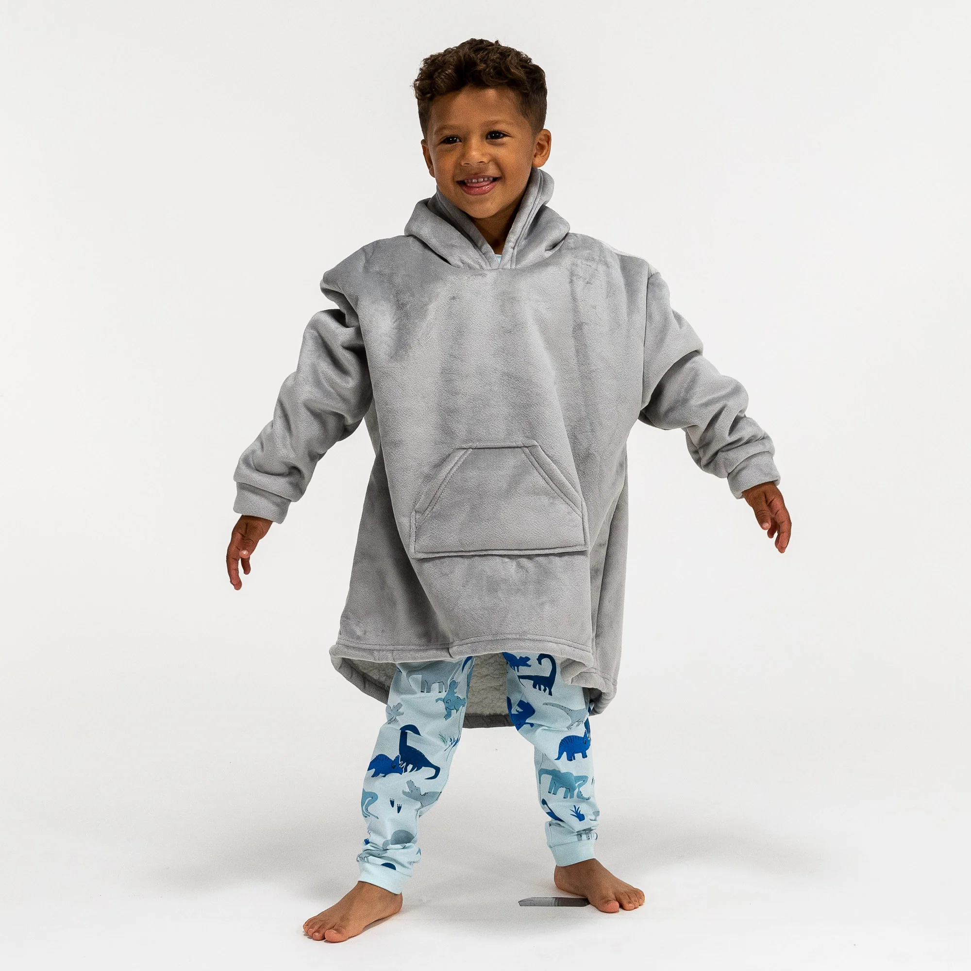 Hoodie Decke für Kinder - Fleece Grau - Image 3
