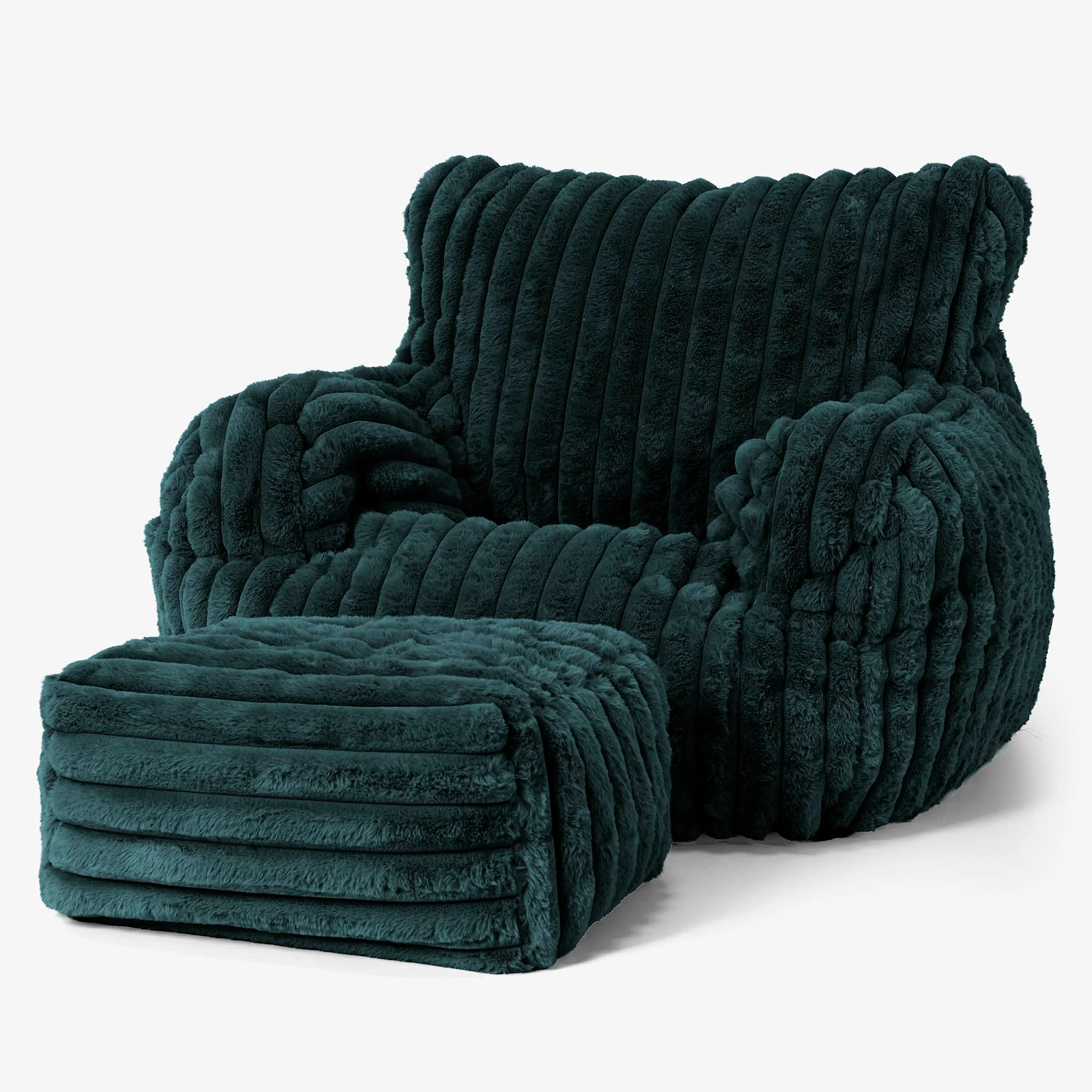Josephine Sitzsack Ohrensessel - Ultra Plüsch Cord Blaugrün - Image 2