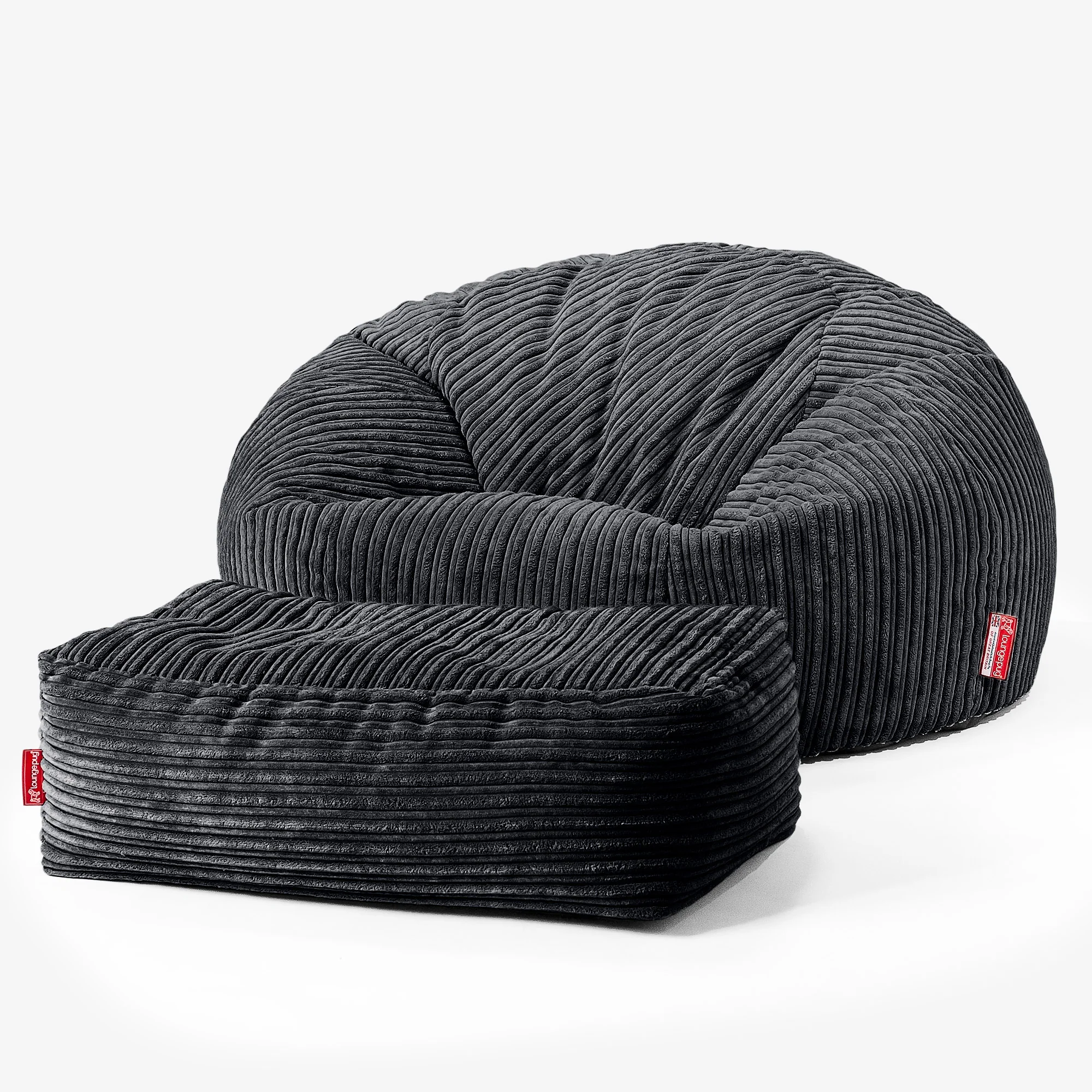 Kinder Sitzsack Sofa 6-14 Jahre - Cord Schwarz - Image 3