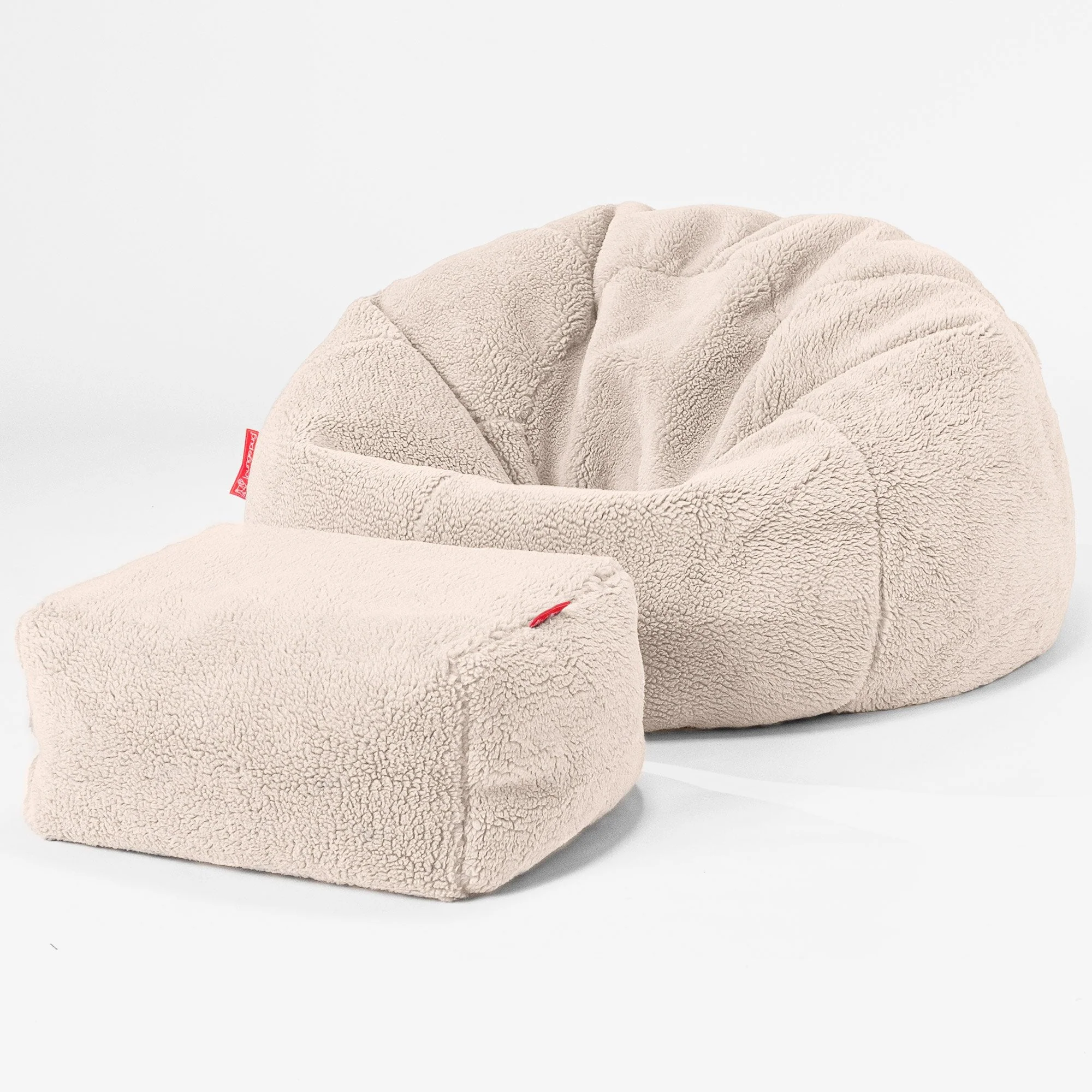 Klassischer Sitzsack Sessel - Teddy Kunstfell Creme - Image 2
