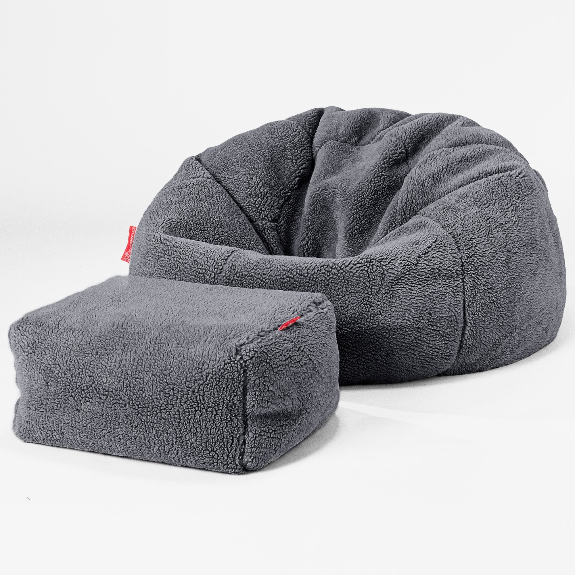 Klassischer Sitzsack Sessel - Teddy Kunstfell Dunkelgrau - Image 2