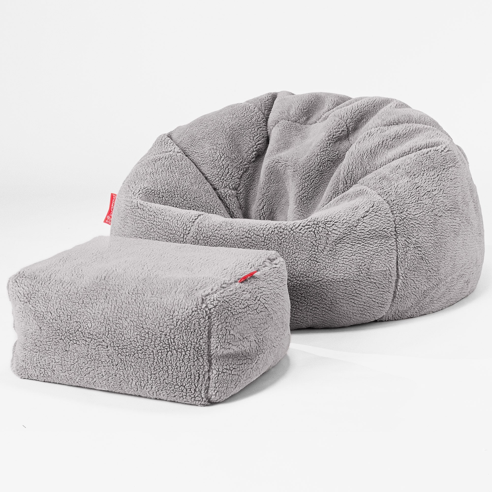 Klassischer Sitzsack Sessel - Teddy Kunstfell Mittelgrau - Image 2