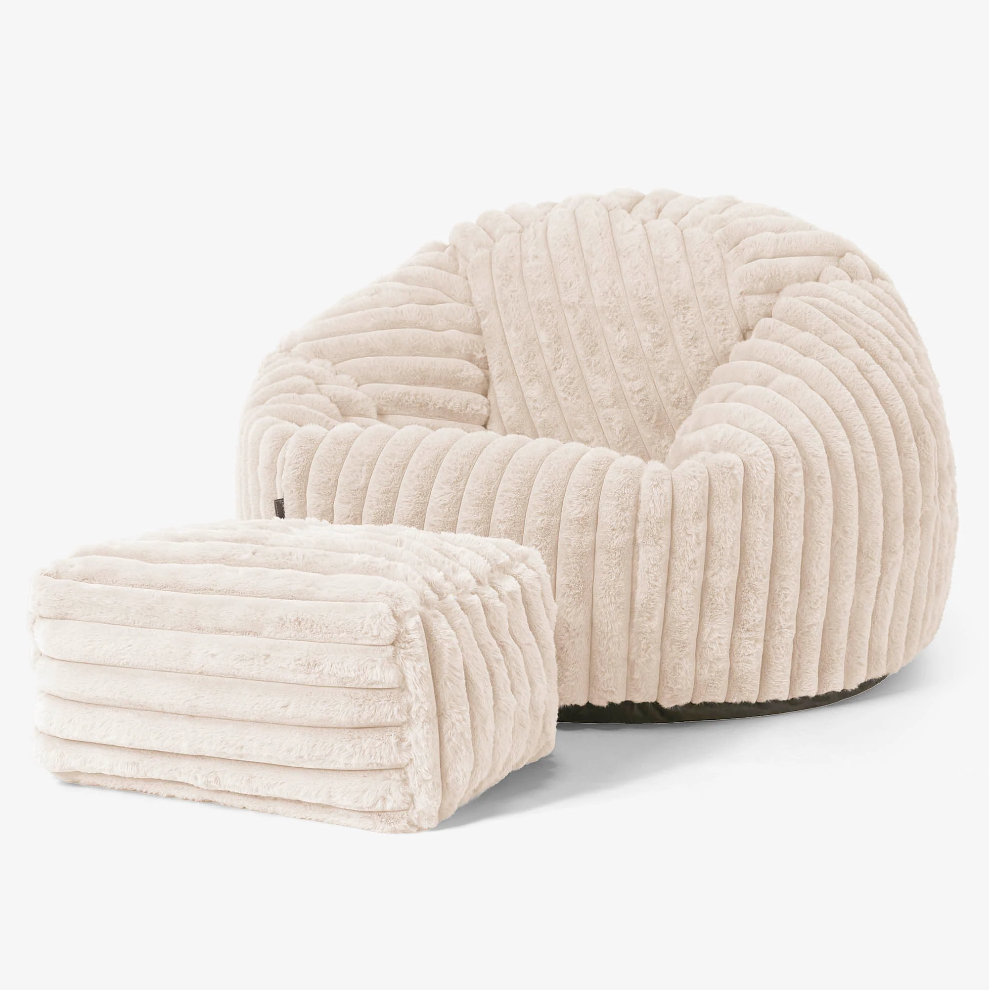 Klassischer Sitzsack Sessel - Ultra Plüsch Cord Creme - Image 2