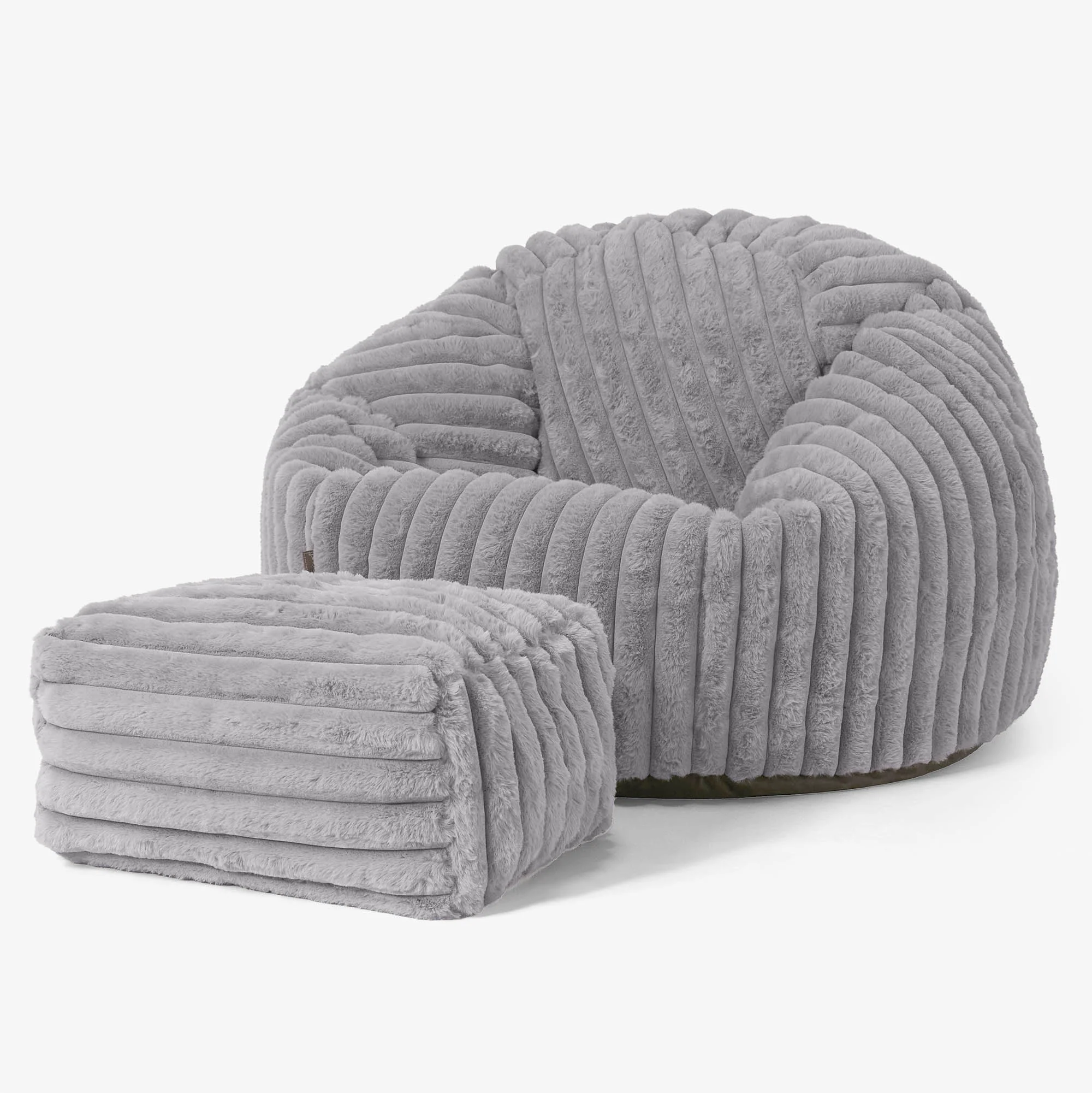 Klassischer Sitzsack Sessel - Ultra Plüsch Cord Grau - Image 2