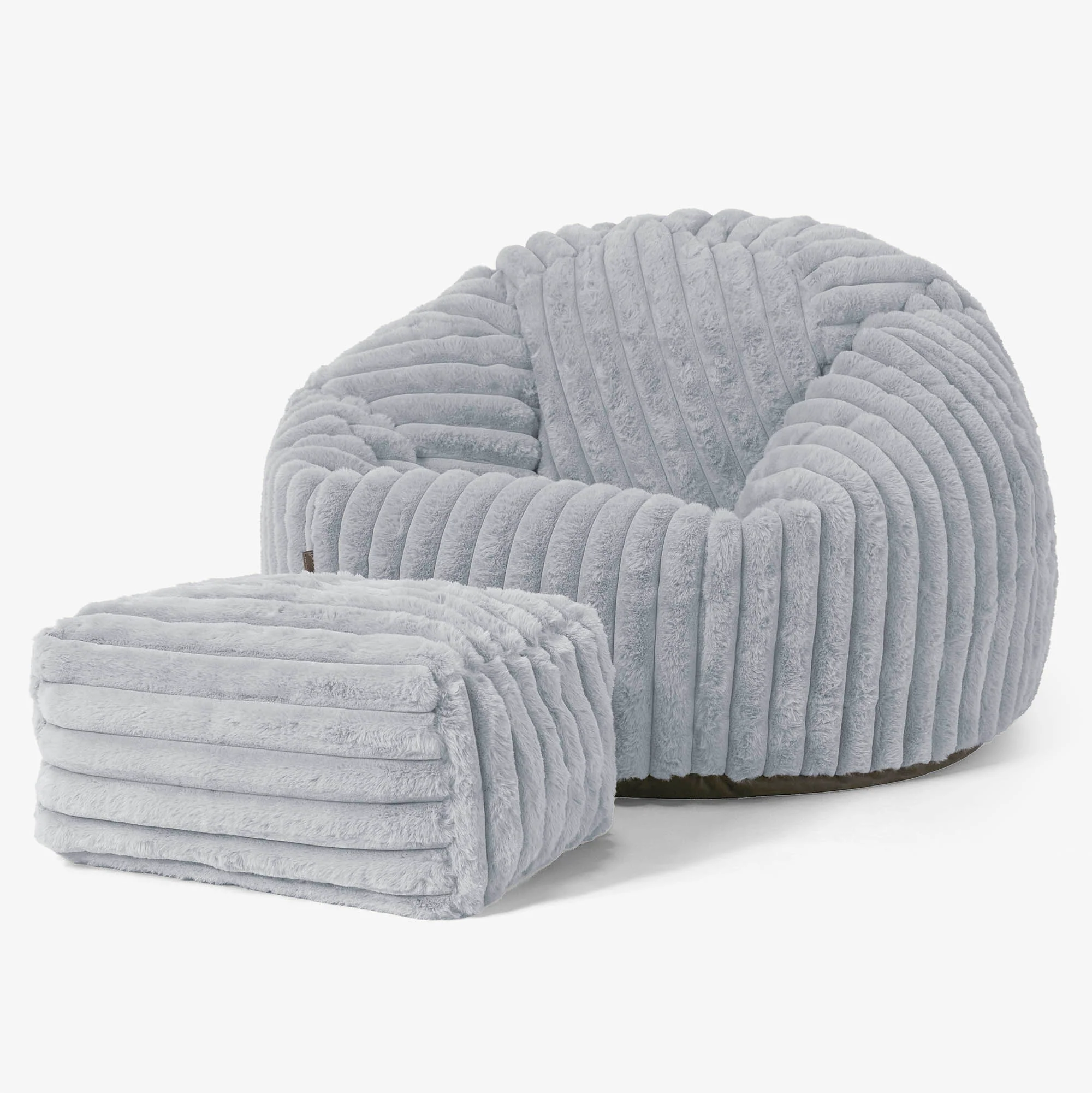 Klassischer Sitzsack Sessel - Ultra Plüsch Cord Taubenblau - Image 2