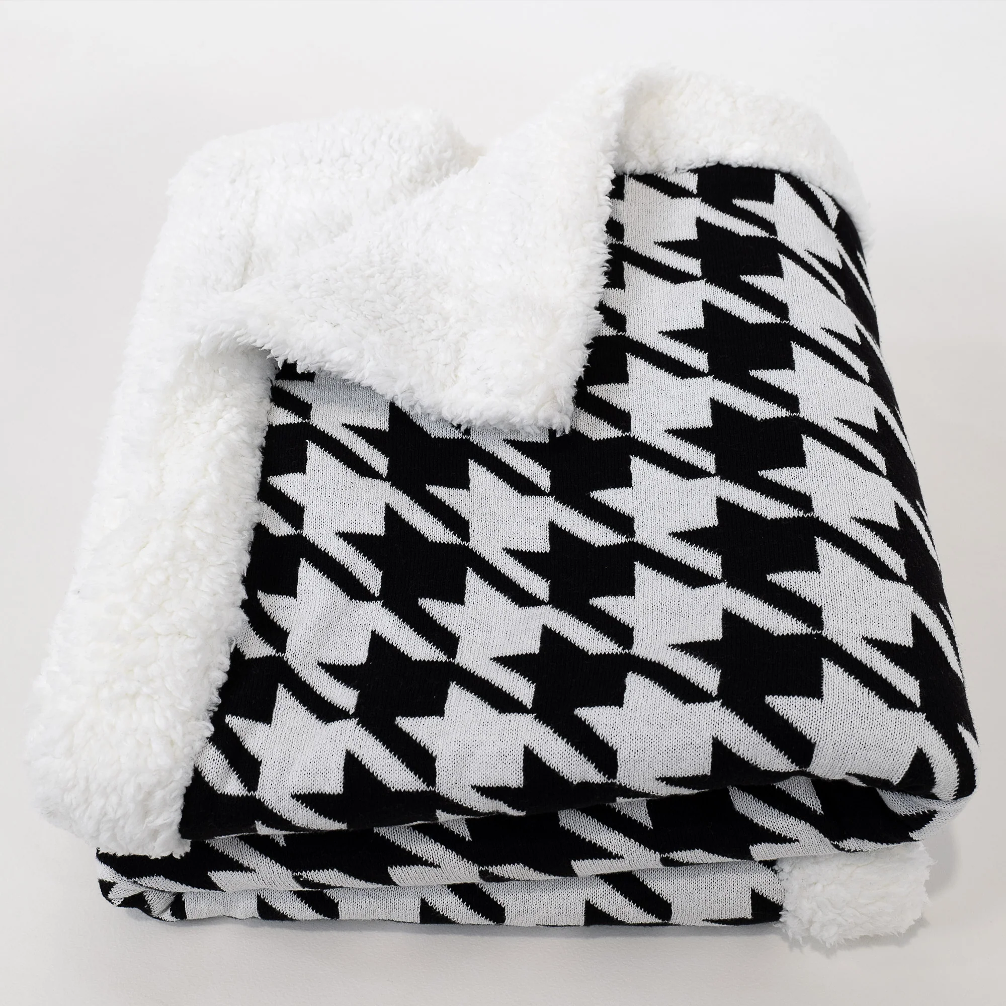 Kuscheldecke / Tagesdecke - Gestrickte Hahnentritt Schwarz - Image 3