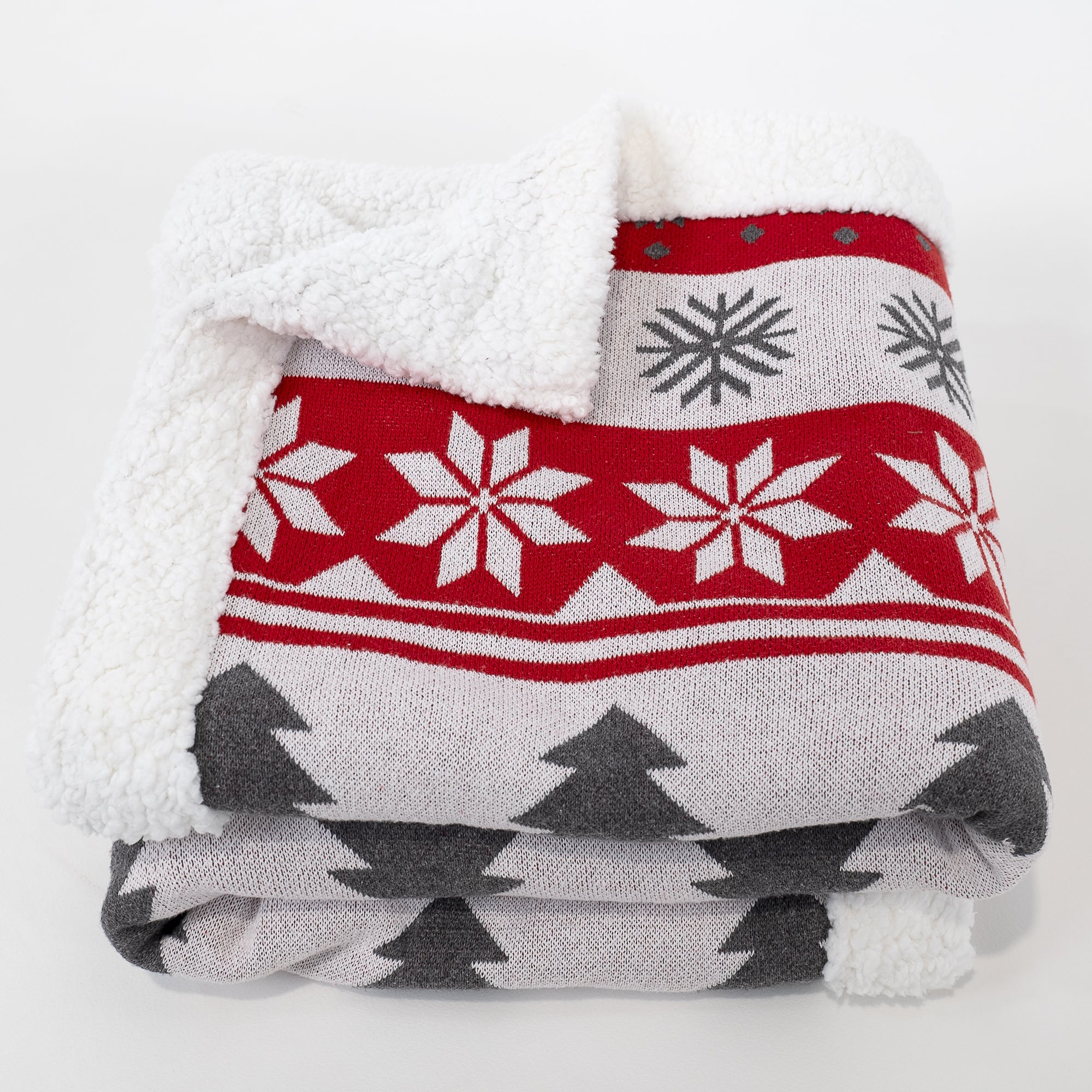 Kuscheldecke / Tagesdecke - Gestrickte Weihnachtsdruck Rot - Image 3