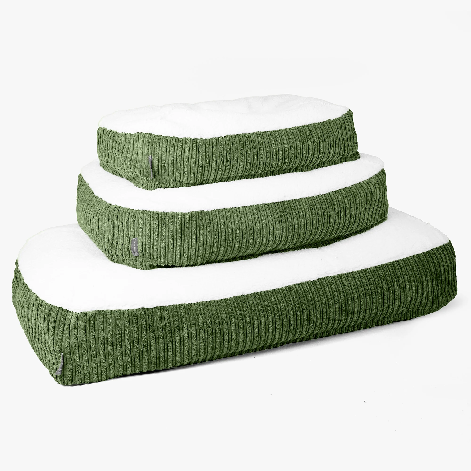 Medium Slouchy Hundebett - Sherpa & Cord Nadelwaldgrün - Image 2