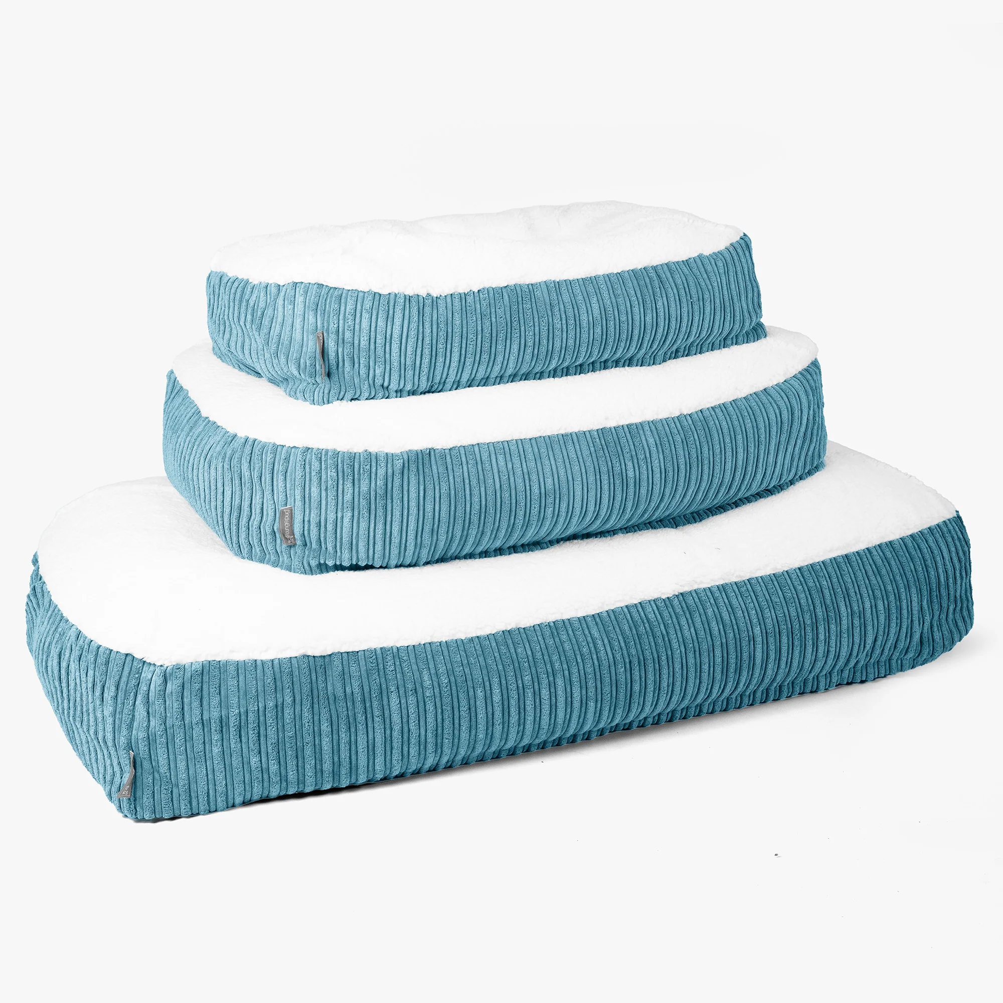 Medium Slouchy Hundebett - Sherpa & Cord Türkis - Image 2
