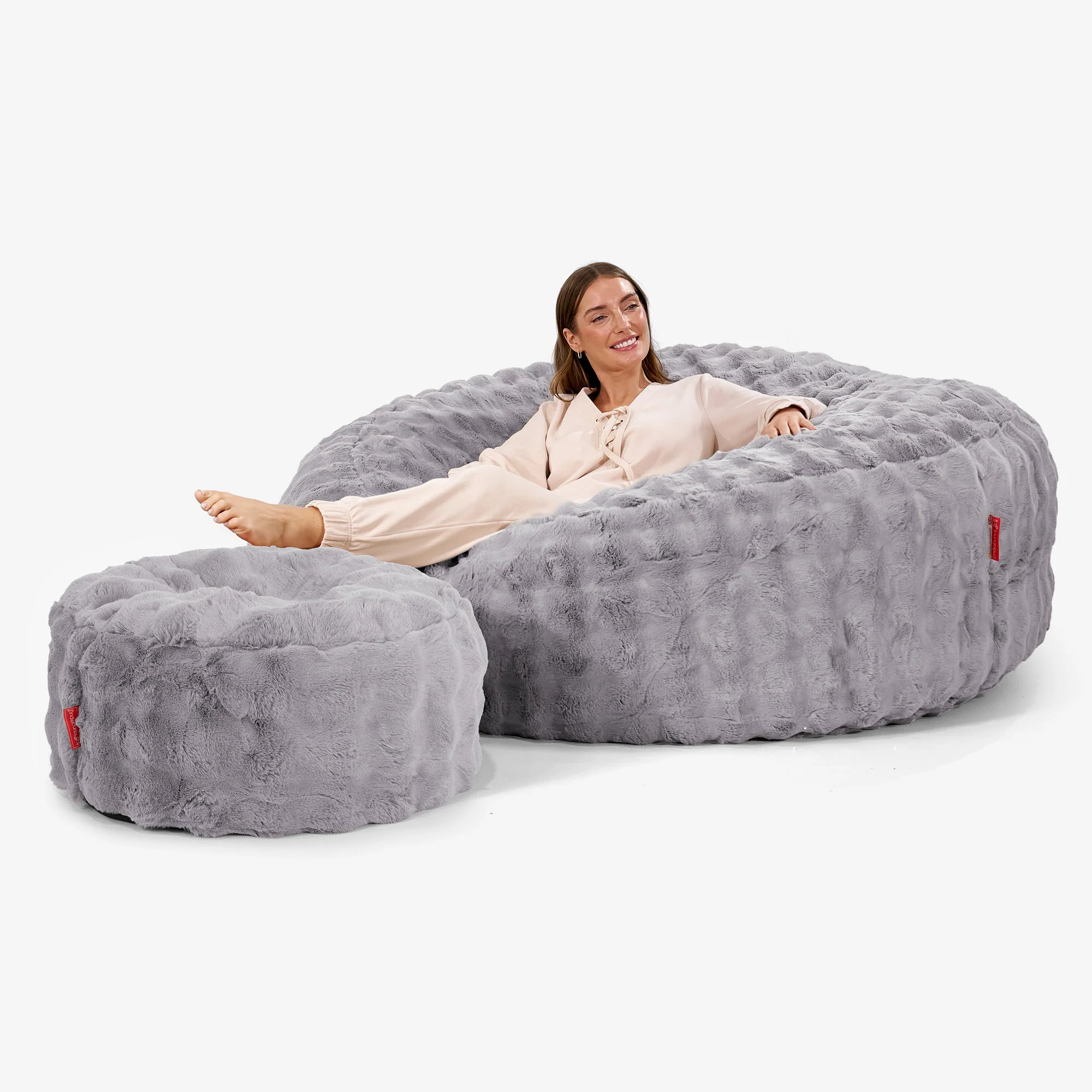 Mega-Mammoth Sofa Sitzsack XXL - Bubble Pelz Grau - Image 2