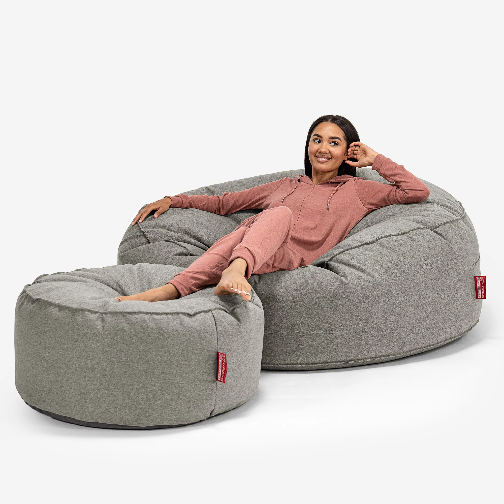 Mega-Mammoth Sofa Sitzsack XXL - Interalli Wolle Silber - Image 2