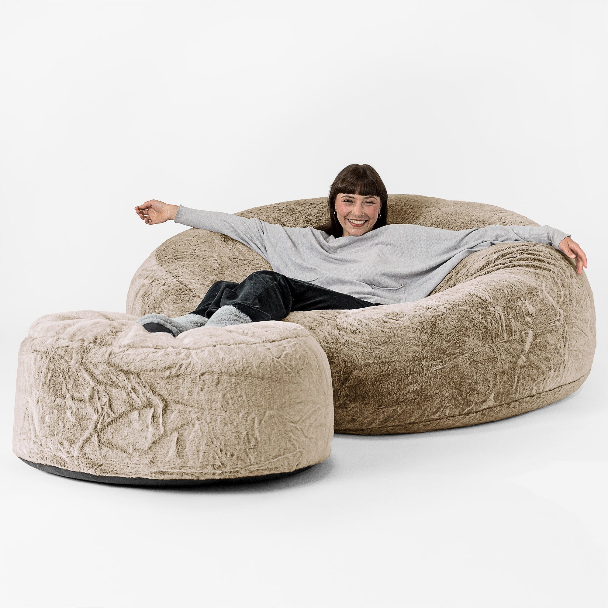 Mega-Mammoth Sofa Sitzsack XXL - Kaninchen Kunstfell Goldbraun - Image 2