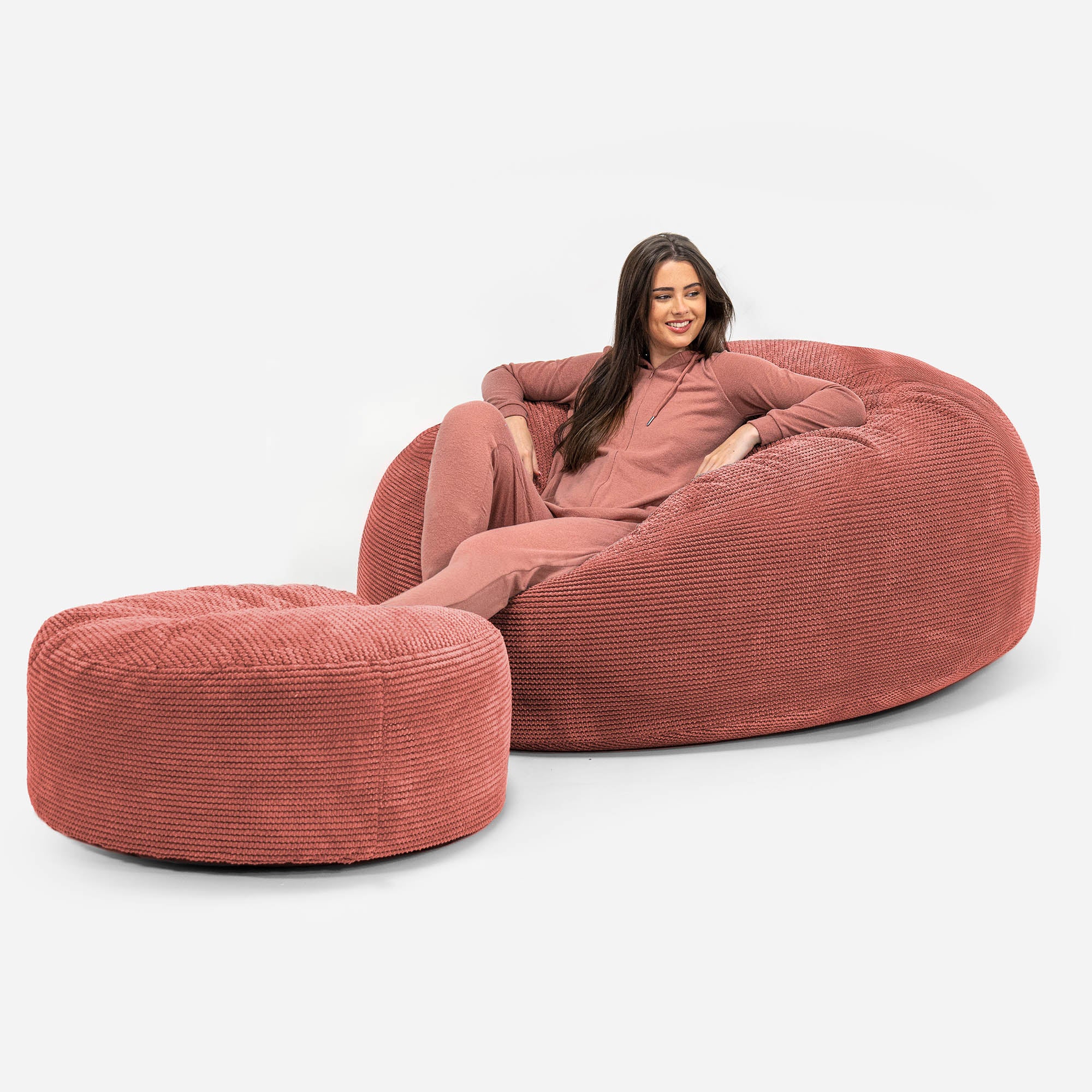 Mega-Mammoth Sofa Sitzsack XXL - Pom-Pom Kürbisorange - Image 2