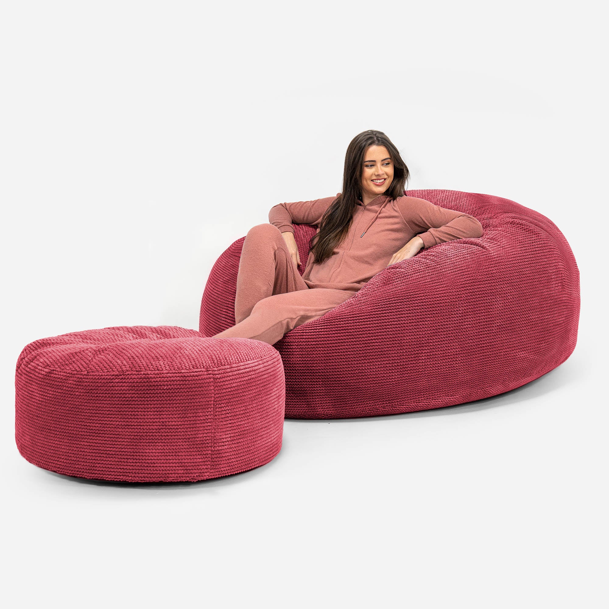 Mega-Mammoth Sofa Sitzsack XXL - Pom-Pom Pastellrot - Image 2