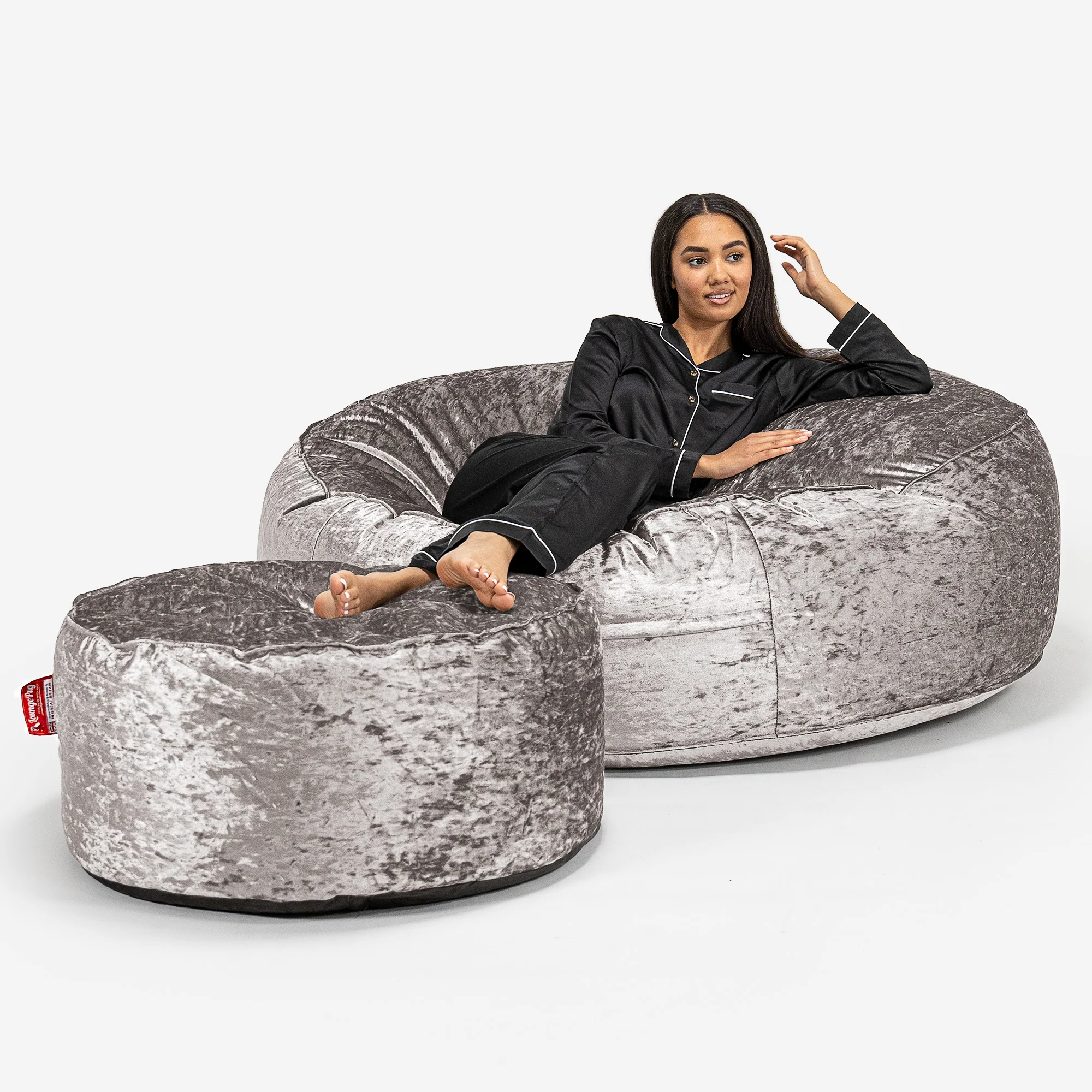 Mega-Mammoth Sofa Sitzsack XXL - Retro-Samt Silber - Image 2