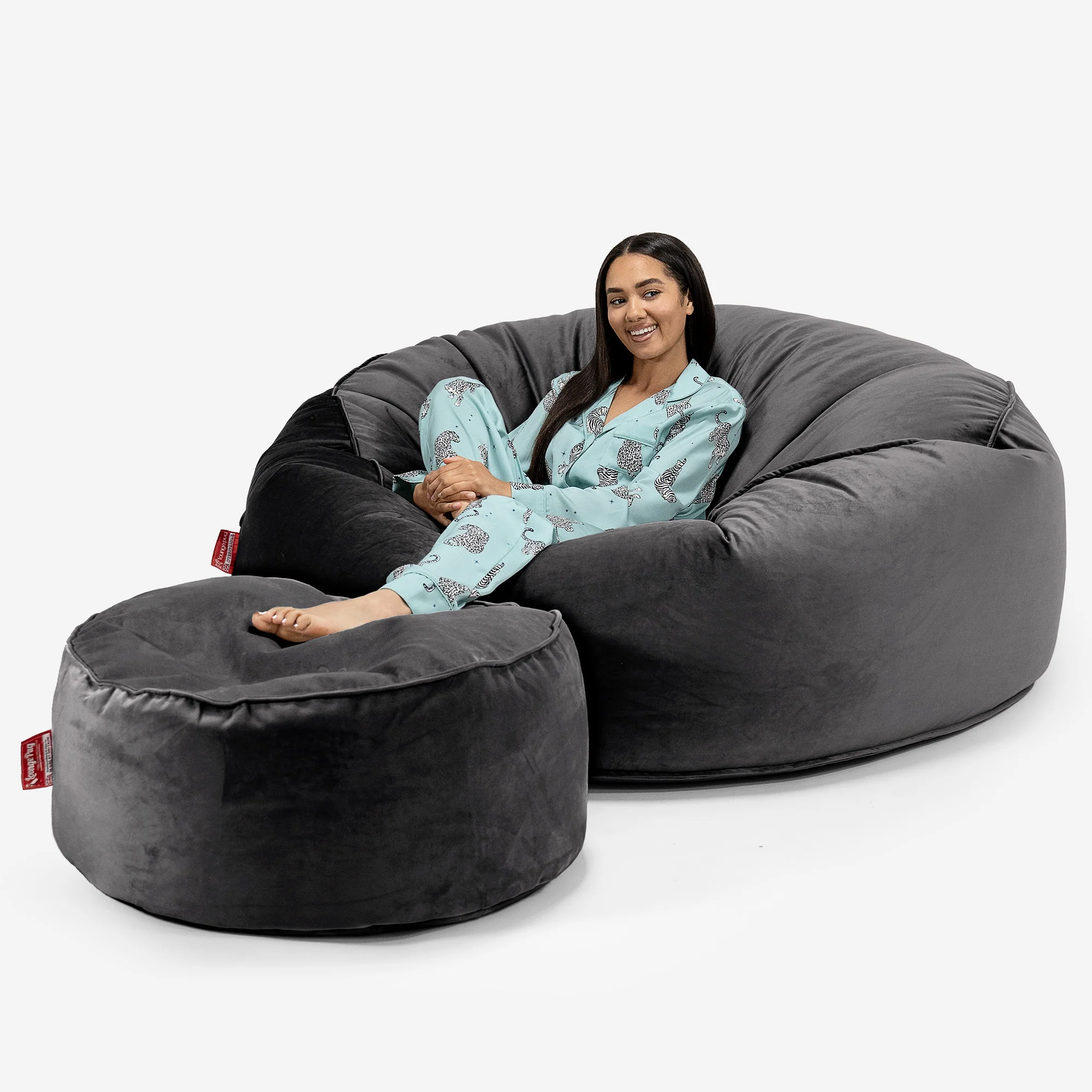 Mega-Mammoth Sofa Sitzsack XXL - Samt Schiefergrau - Image 2