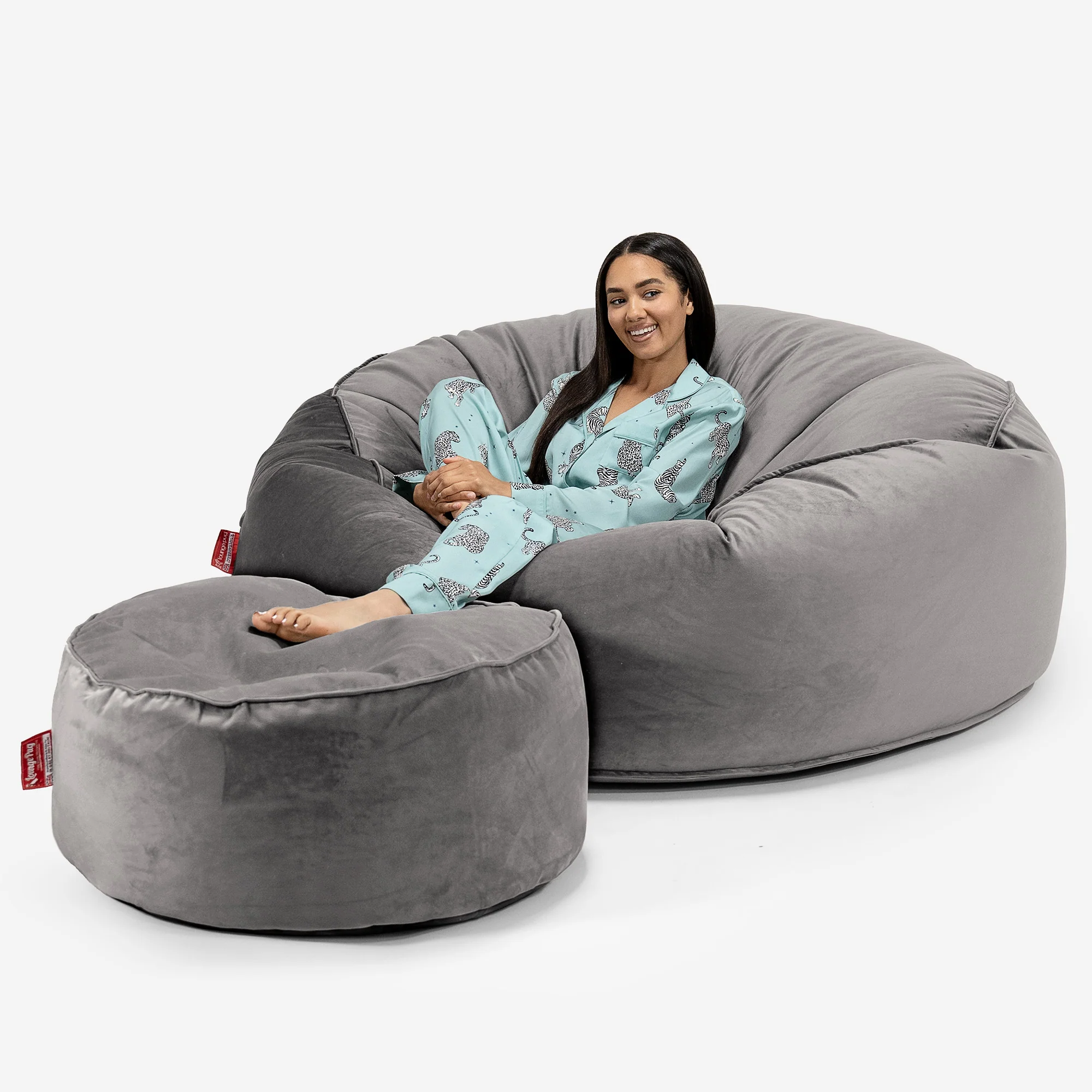 Mega-Mammoth Sofa Sitzsack XXL - Samt Silber - Image 2