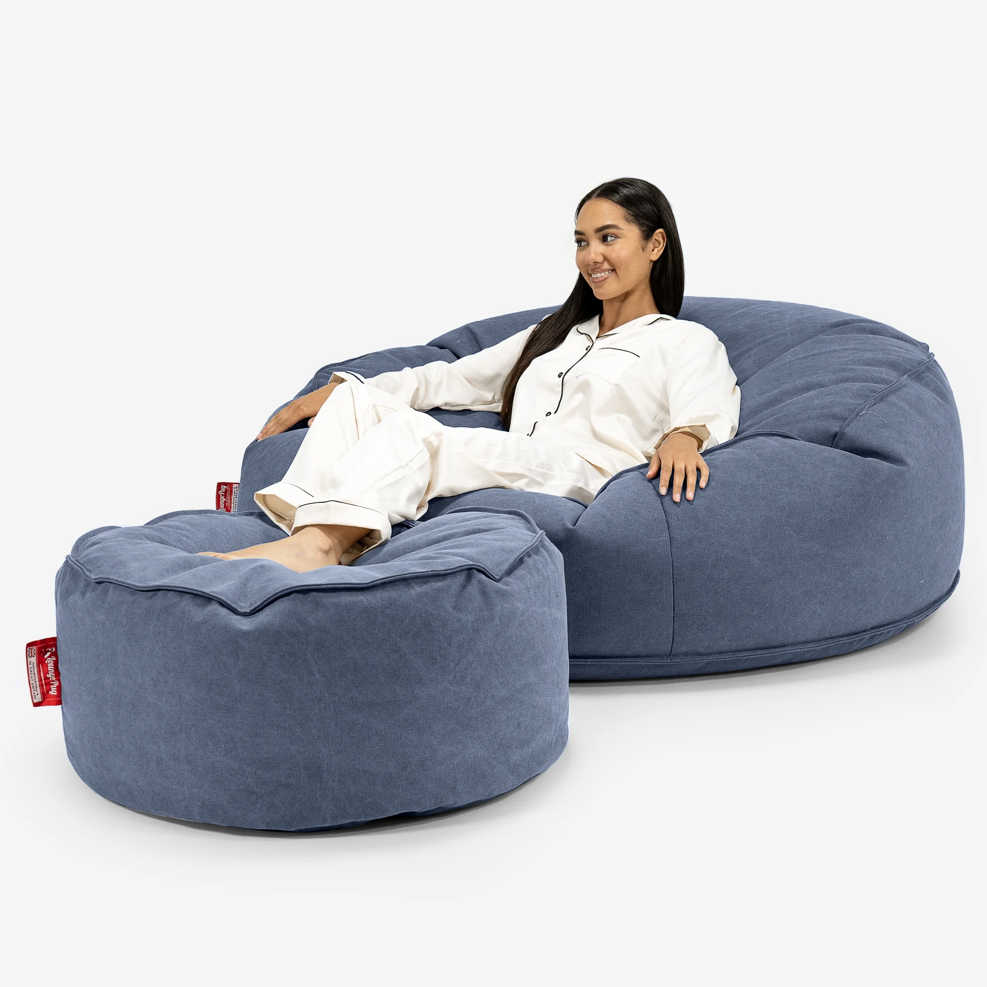 Mega-Mammoth Sofa Sitzsack XXL - Stonewashed-stoff Marineblau - Image 2