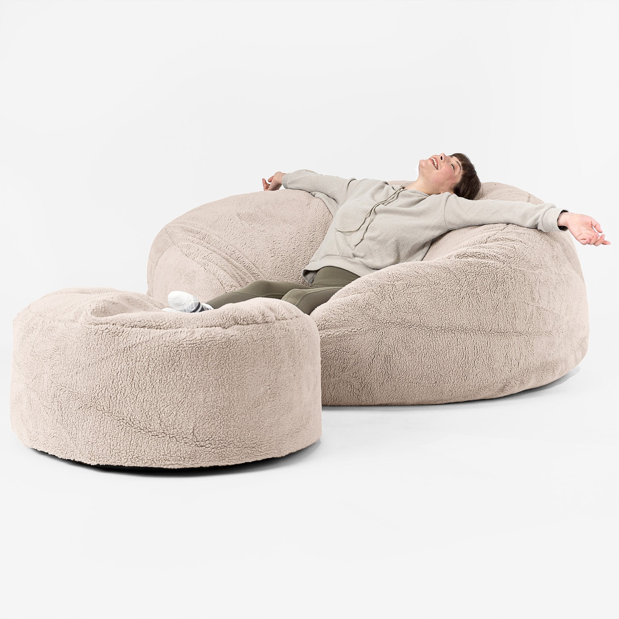 Mega-Mammoth Sofa Sitzsack XXL - Teddy Kunstfell Nerzfarben - Image 2