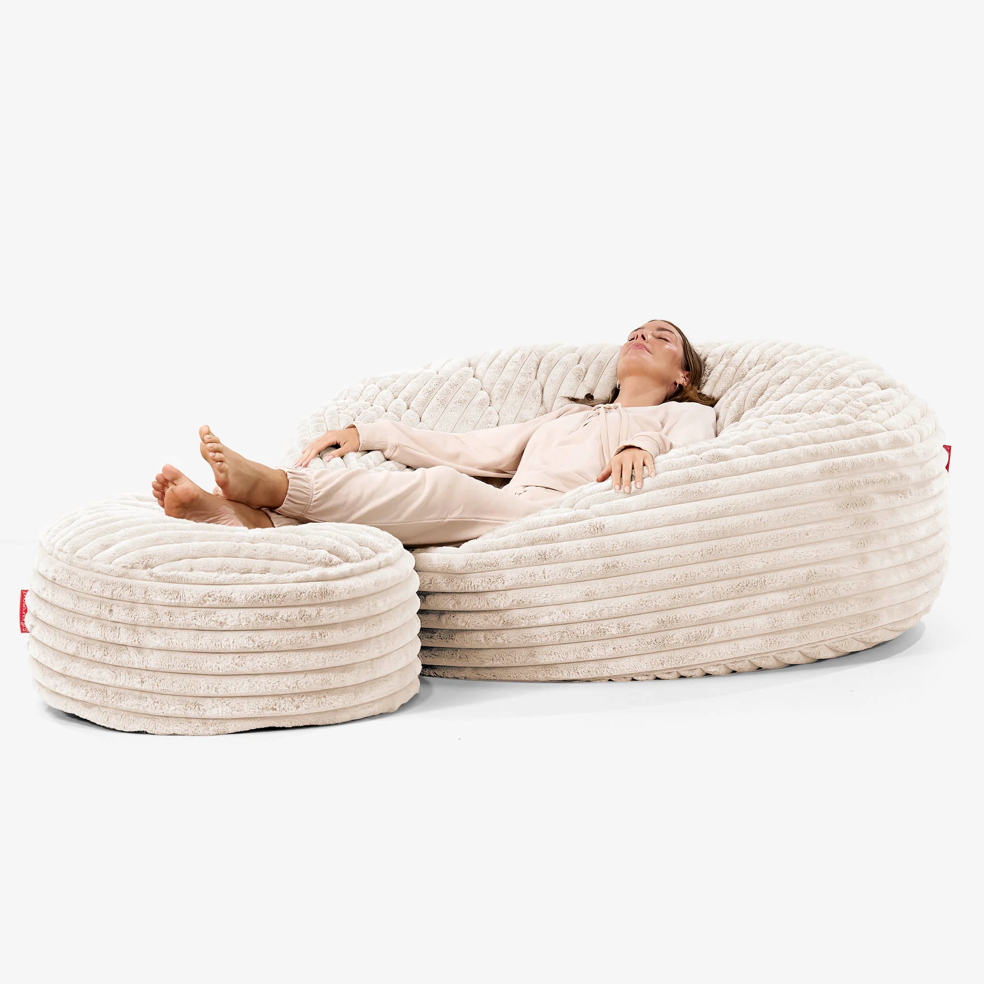 Mega-Mammoth Sofa Sitzsack XXL - Ultra Plüsch Cord Creme - Image 2