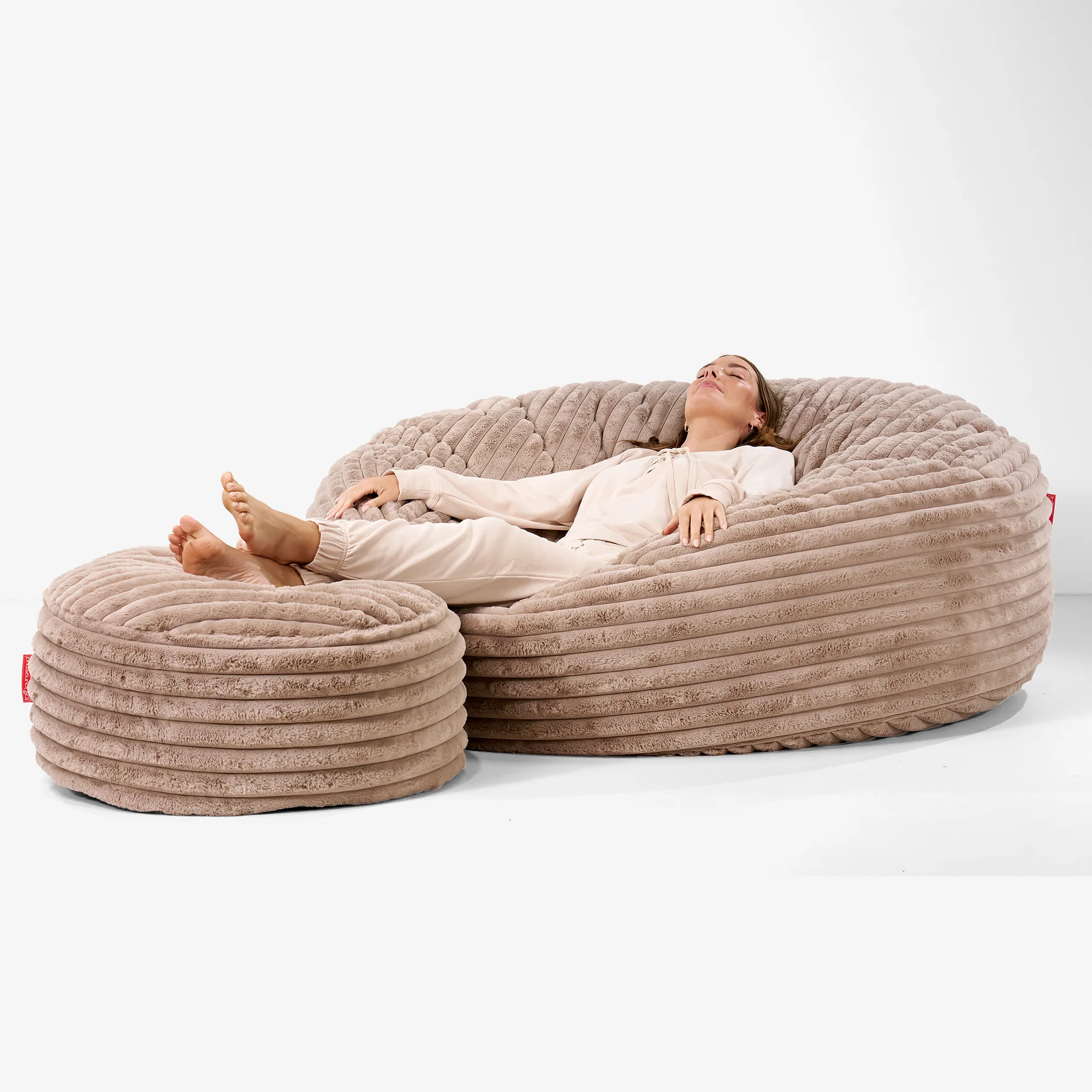 Mega-Mammoth Sofa Sitzsack XXL - Ultra Plüsch Cord Nerzfarben - Image 2