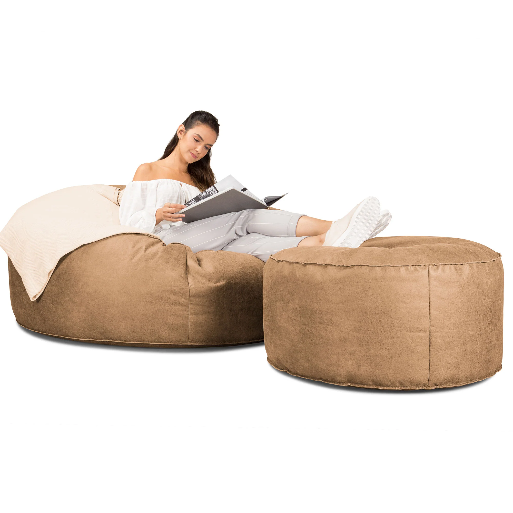 Mega-Mammoth Sofa Sitzsack XXL - Vintage Leder Goldbraun - Image 2