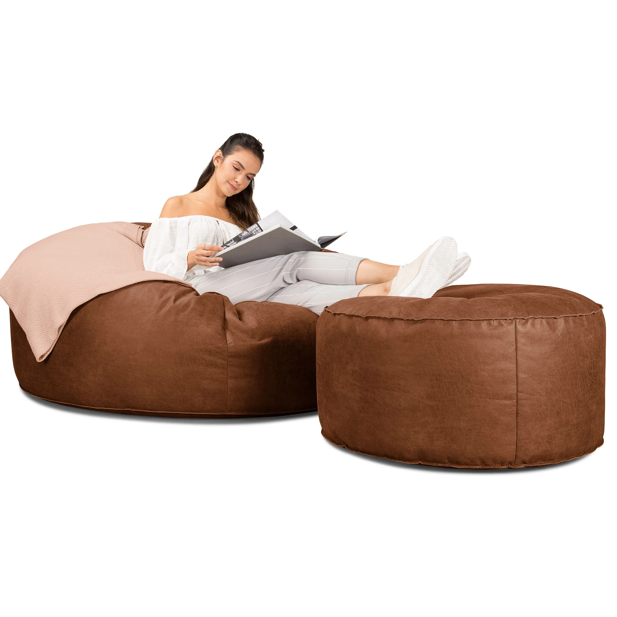 Mega-Mammoth Sofa Sitzsack XXL - Vintage Leder Karamell - Image 2