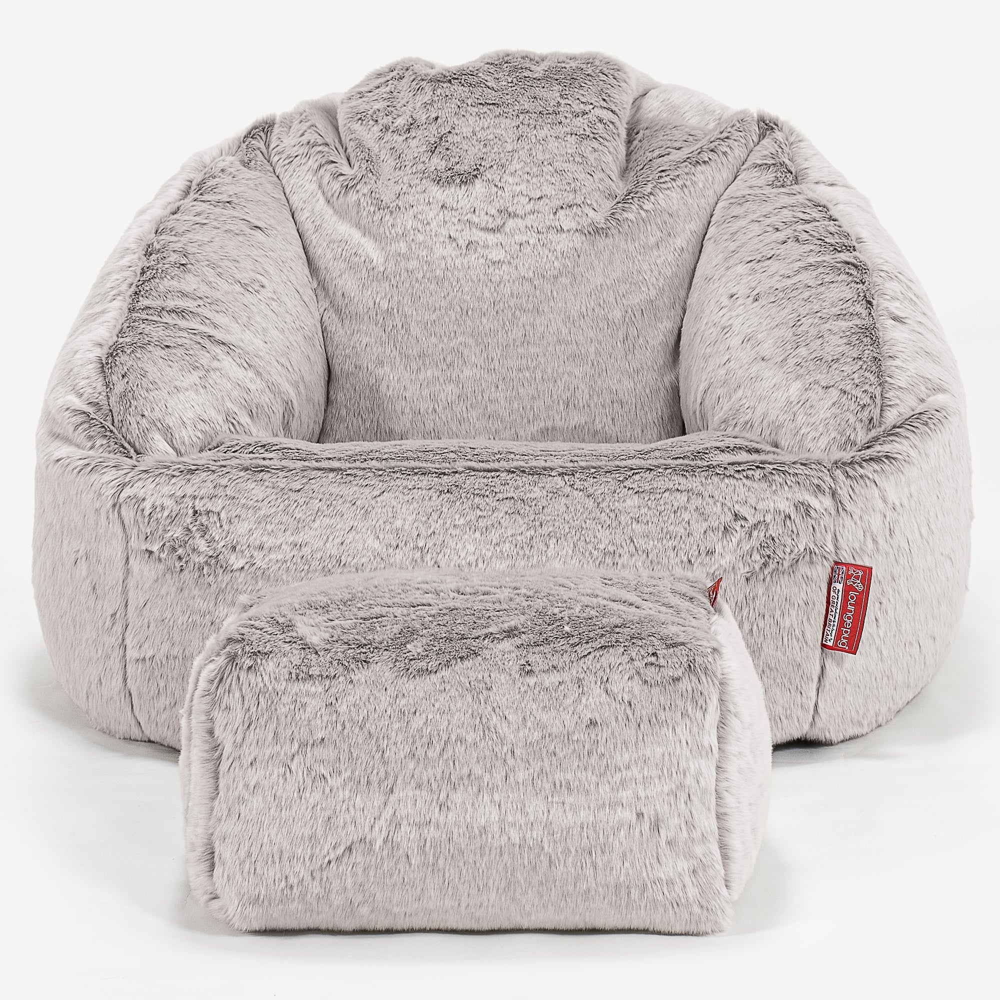 Bubble Sitzsack Sessel - Kaninchen Kunstfell Hellgrau - Image 2