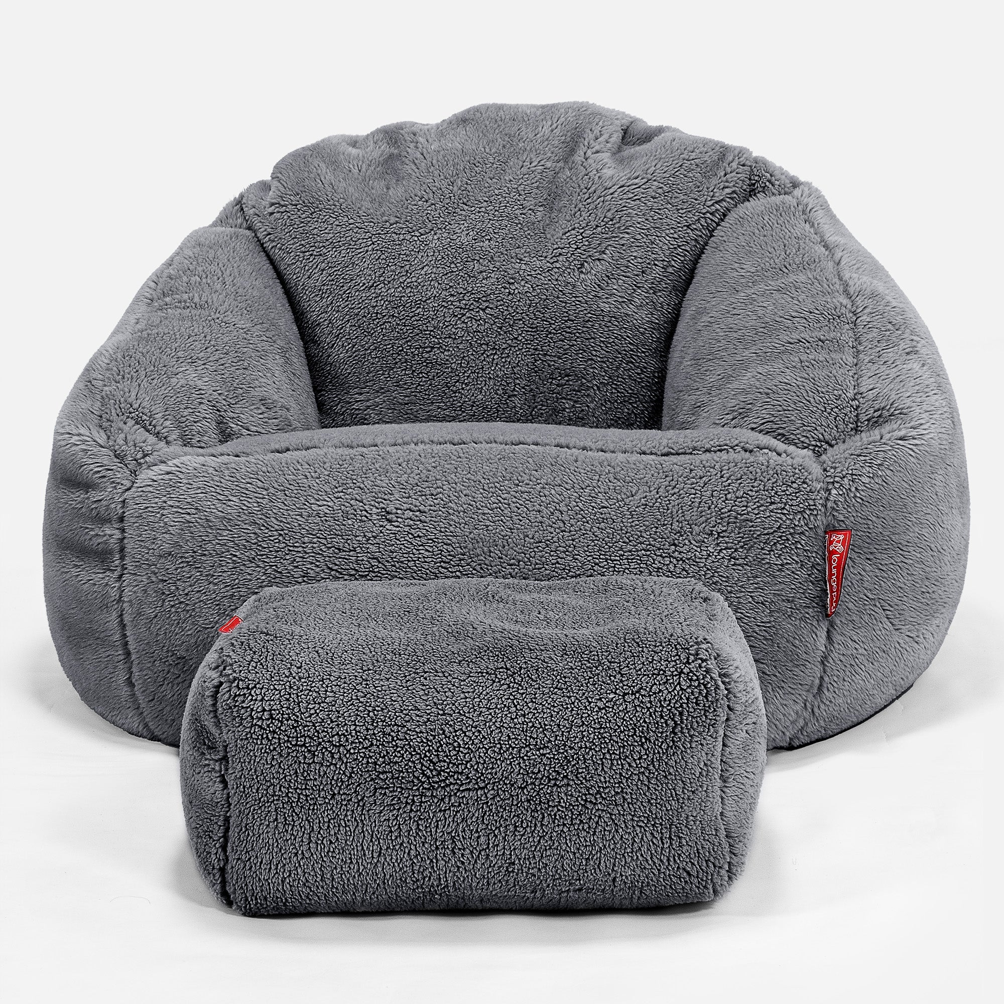 Bubble Sitzsack Sessel - Teddy Kunstfell Dunkelgrau - Image 2