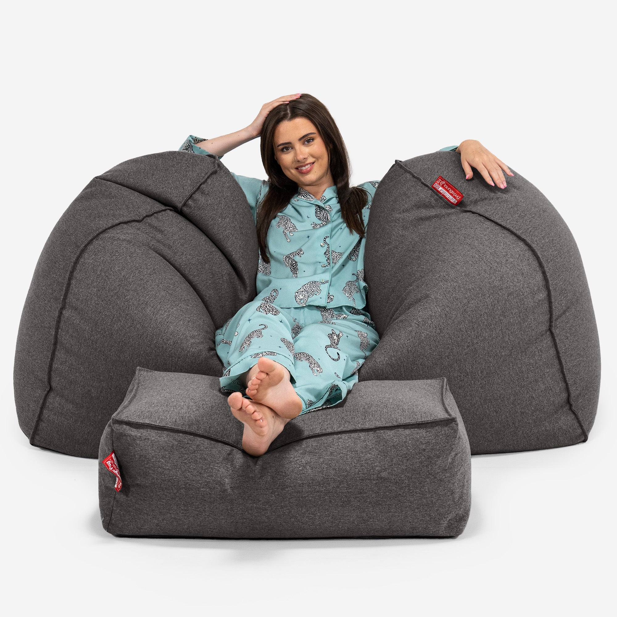 Riesen Sitzsack Couch - Interalli Wolle Grau - Image 2