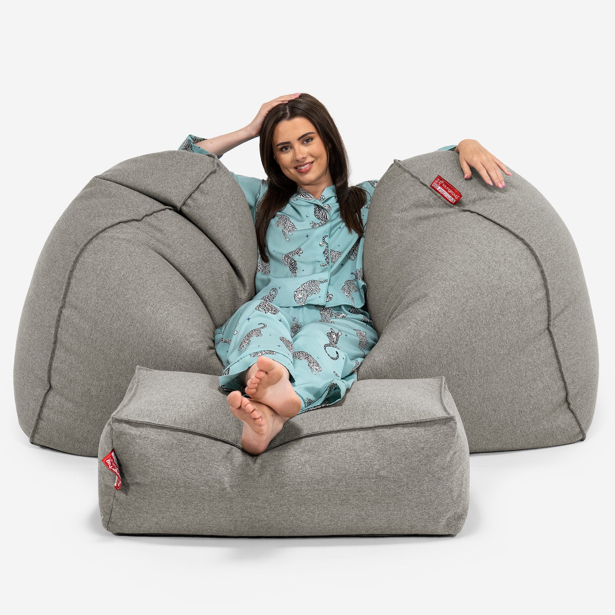 Riesen Sitzsack Couch - Interalli Wolle Silber - Image 2