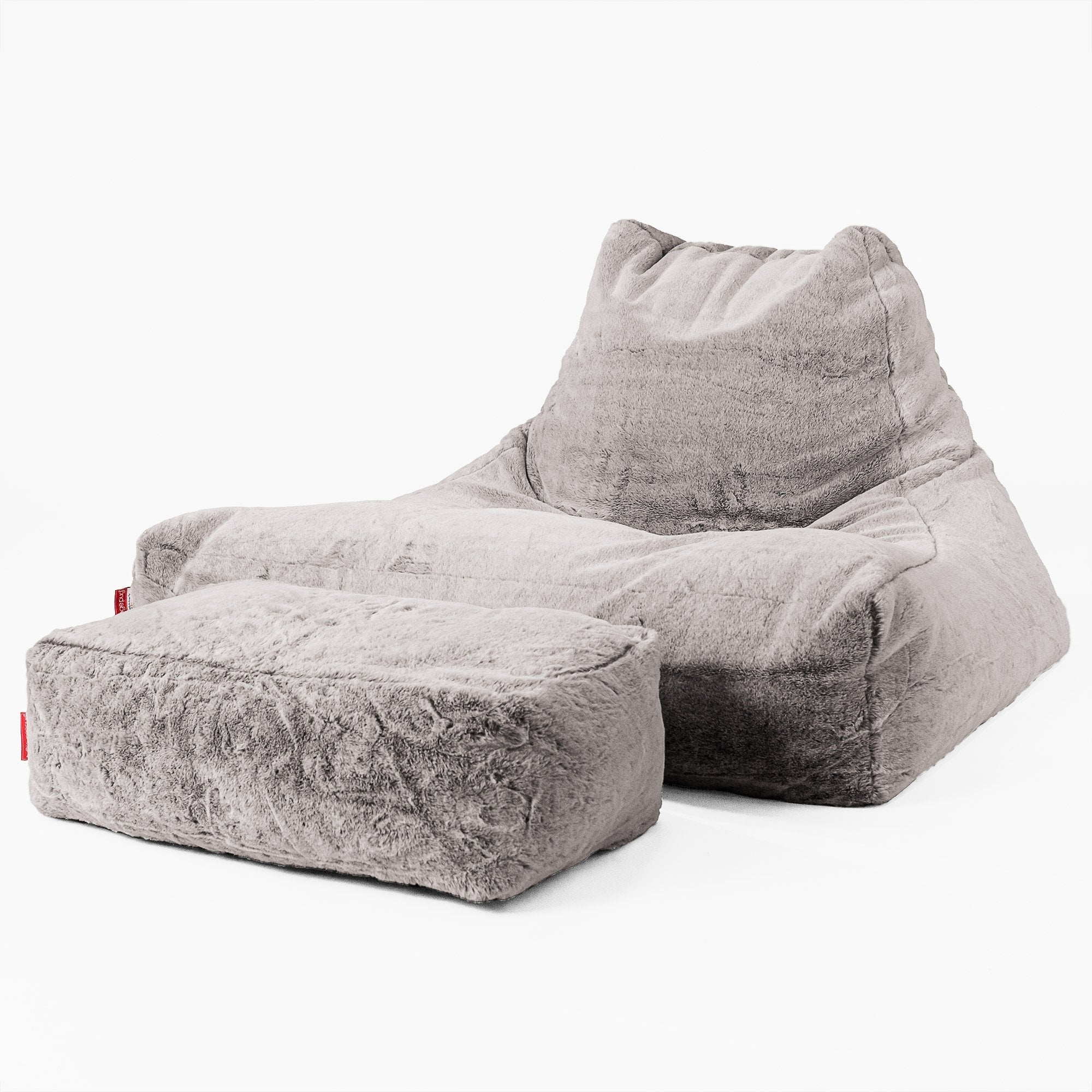 Riesen Sitzsack Lounge Sessel - Kaninchen Kunstfell Hellgrau - Image 2