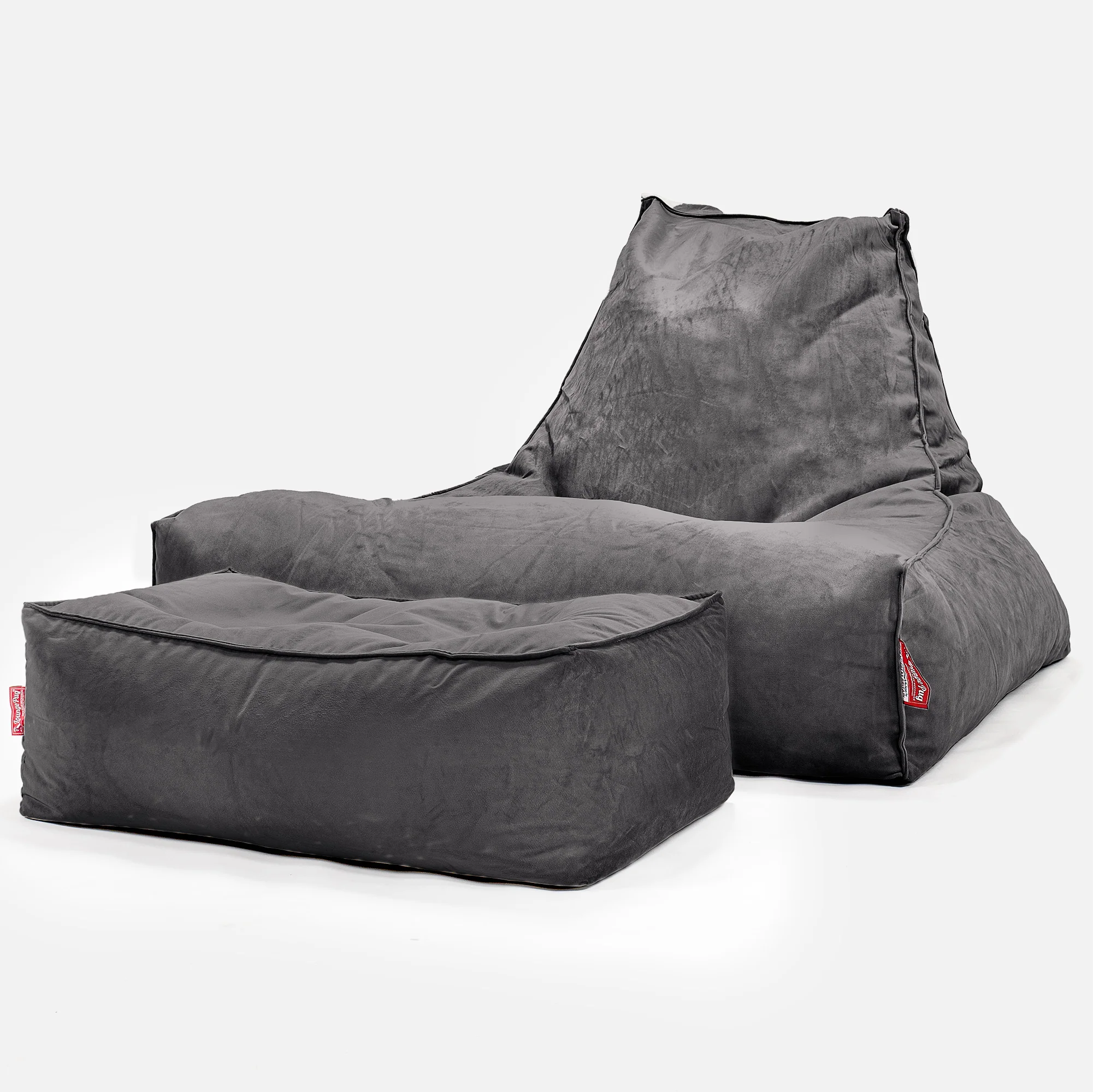Riesen Sitzsack Lounge Sessel - Samt Schiefergrau - Image 2
