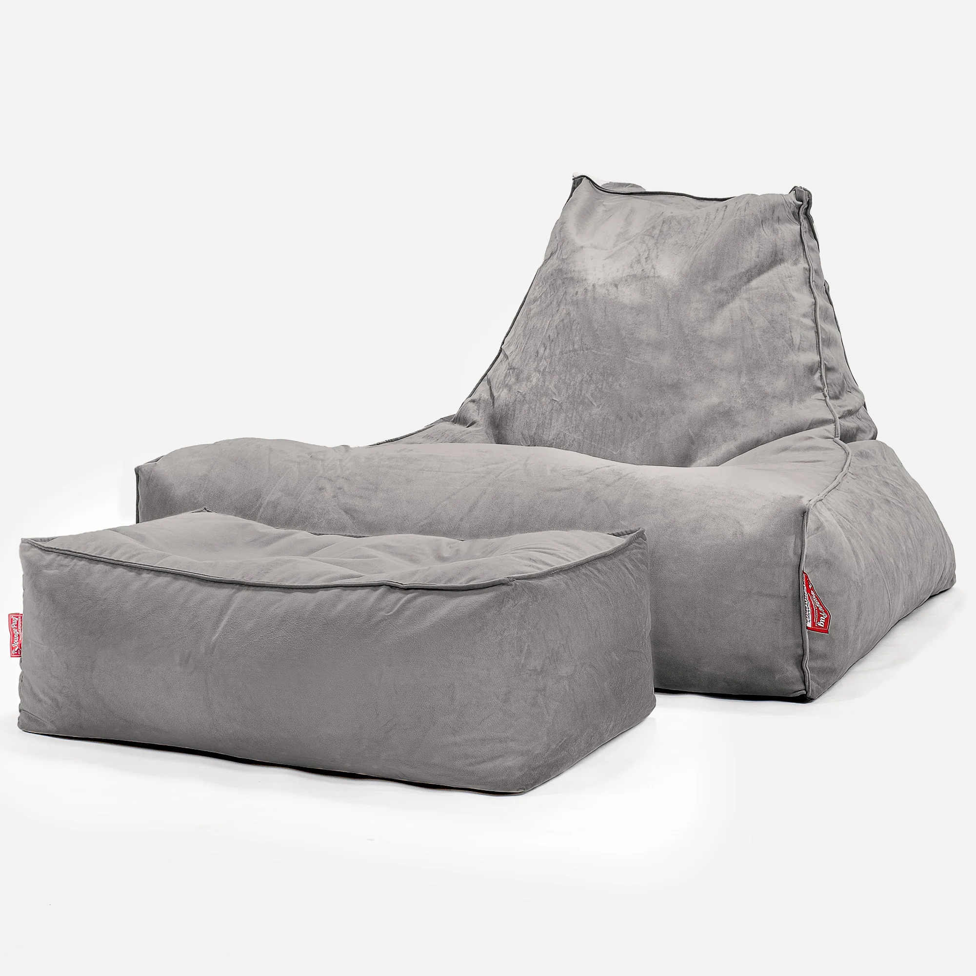 Riesen Sitzsack Lounge Sessel - Samt Silber - Image 2