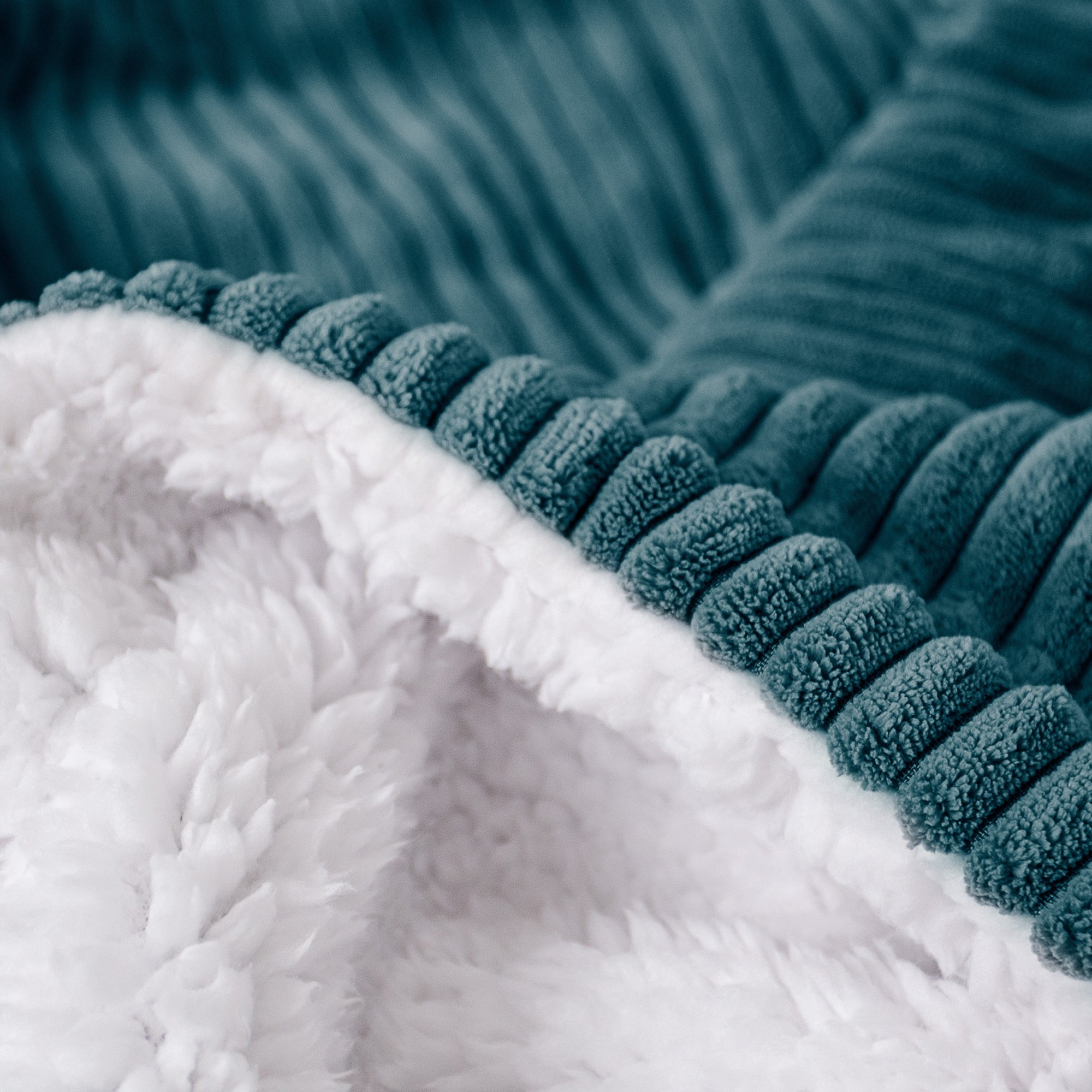 Sherpa-Decke - Cord Blaugrün - Image 4