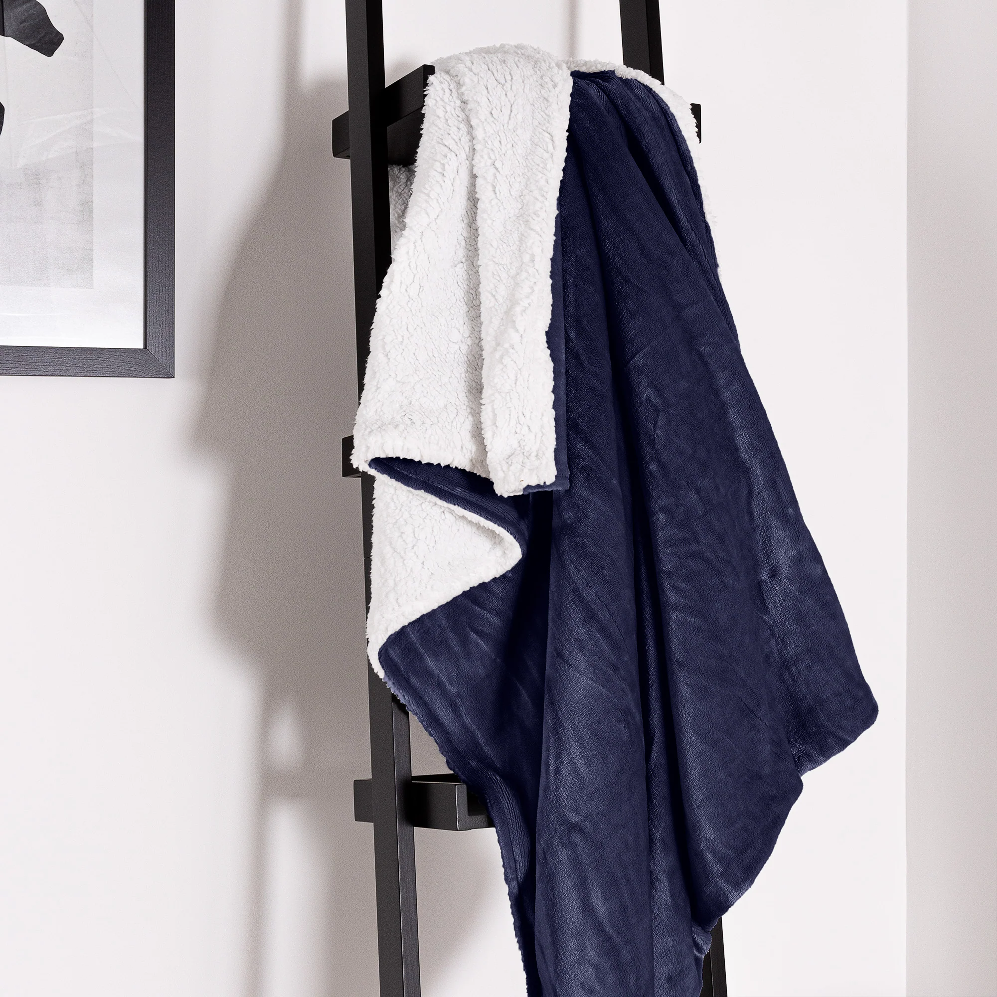 Sherpa-Decke - Sherpa-Fleece Dunkelblau - Image 5