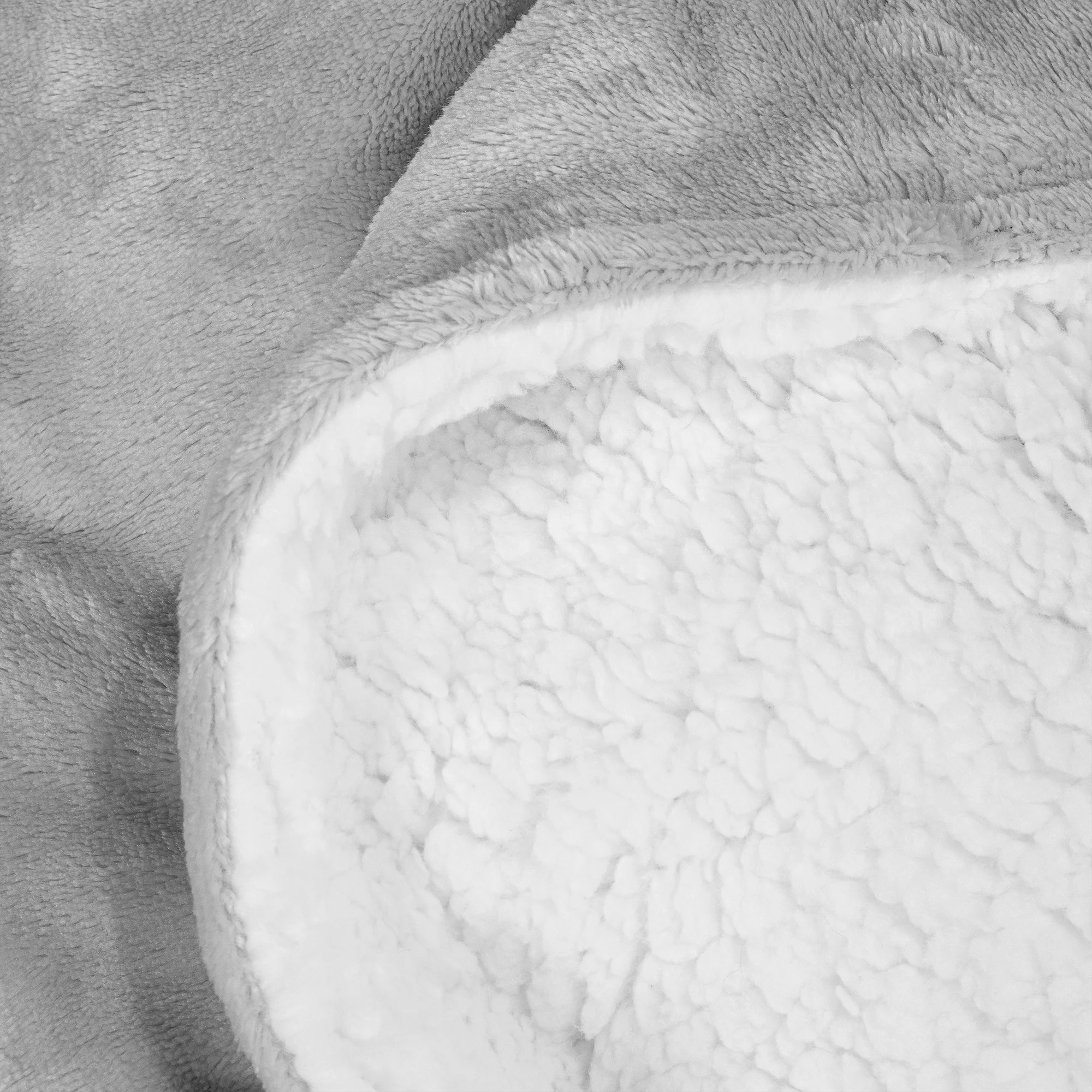 Sherpa-Decke - Sherpa-Fleece Hellgrau - Image 4