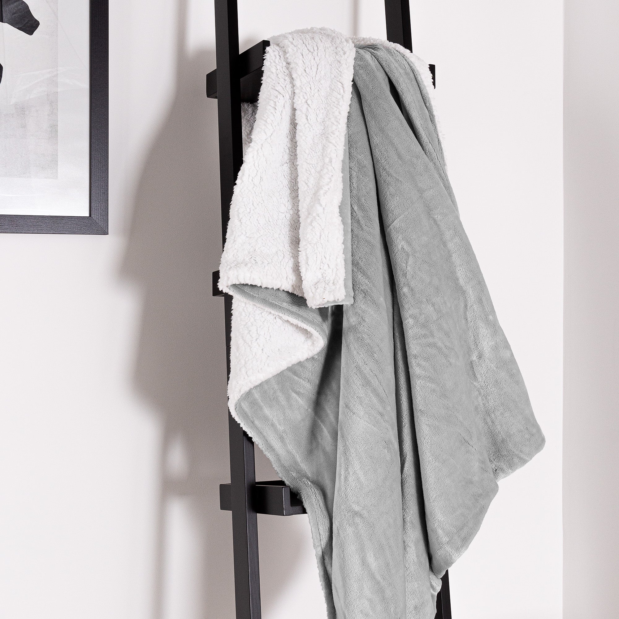 Sherpa-Decke - Sherpa-Fleece Hellgrau - Image 5