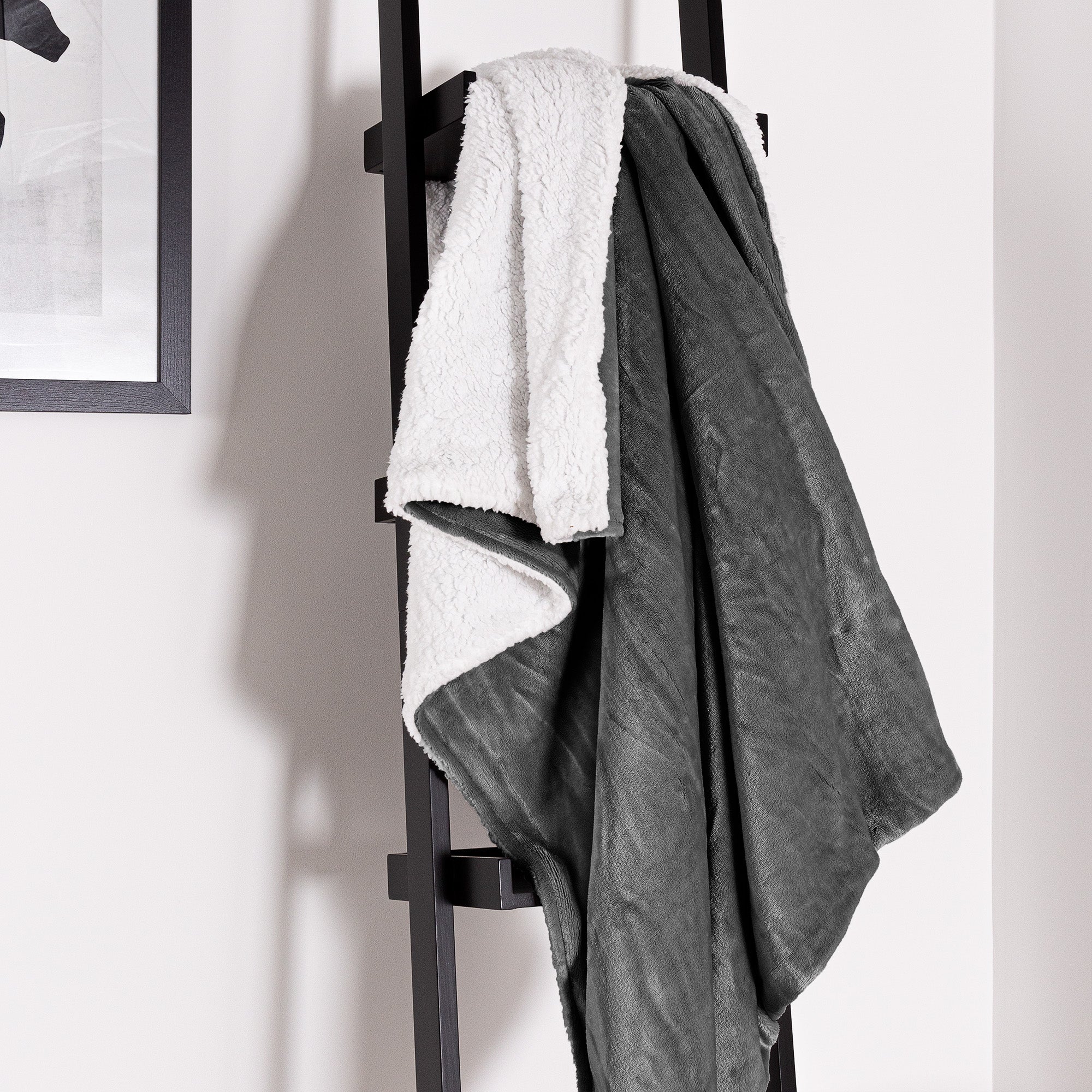 Sherpa-Decke - Sherpa-Fleece Grau - Image 5