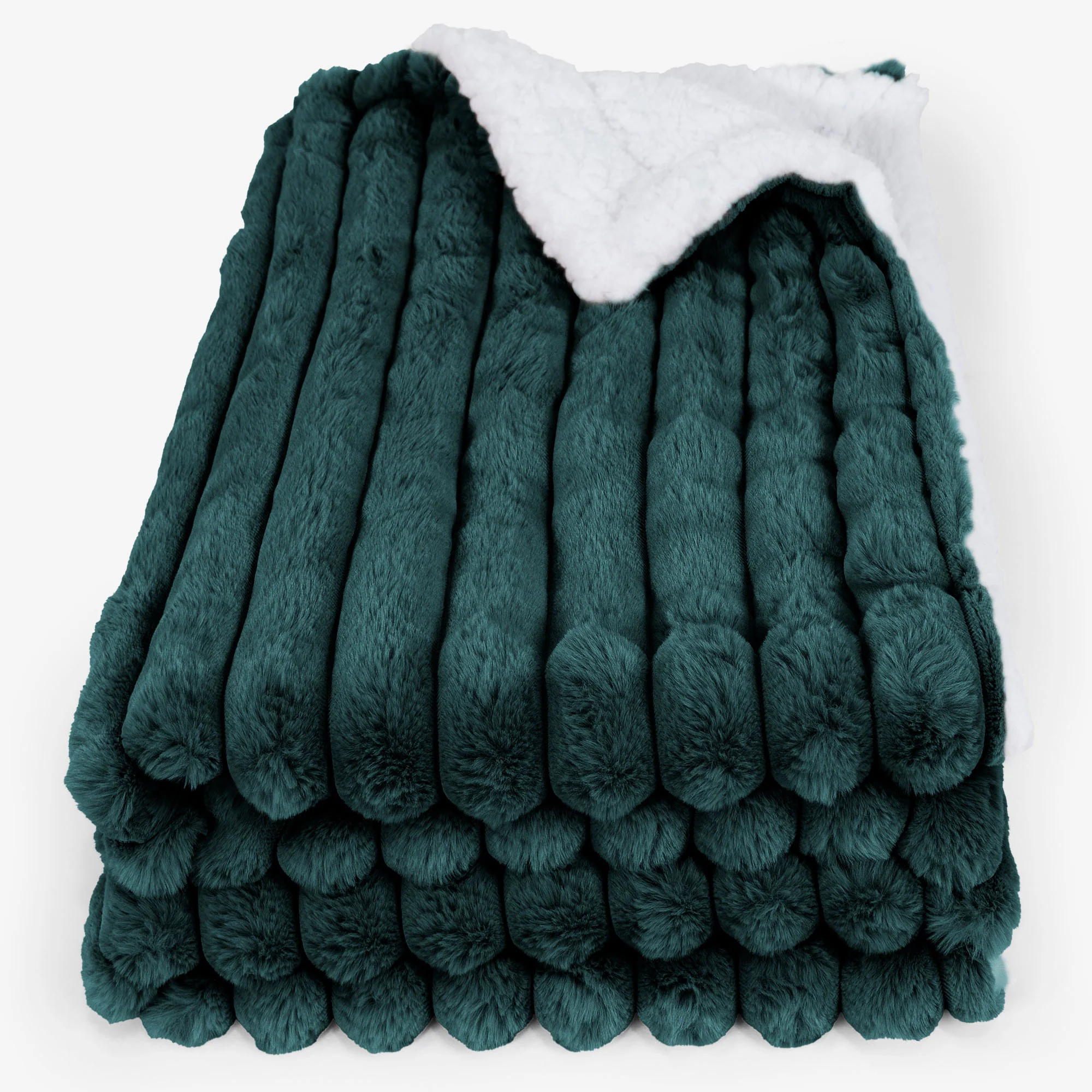 Sherpa-Decke - Ultra Plüsch Cord Blaugrün - Image 2