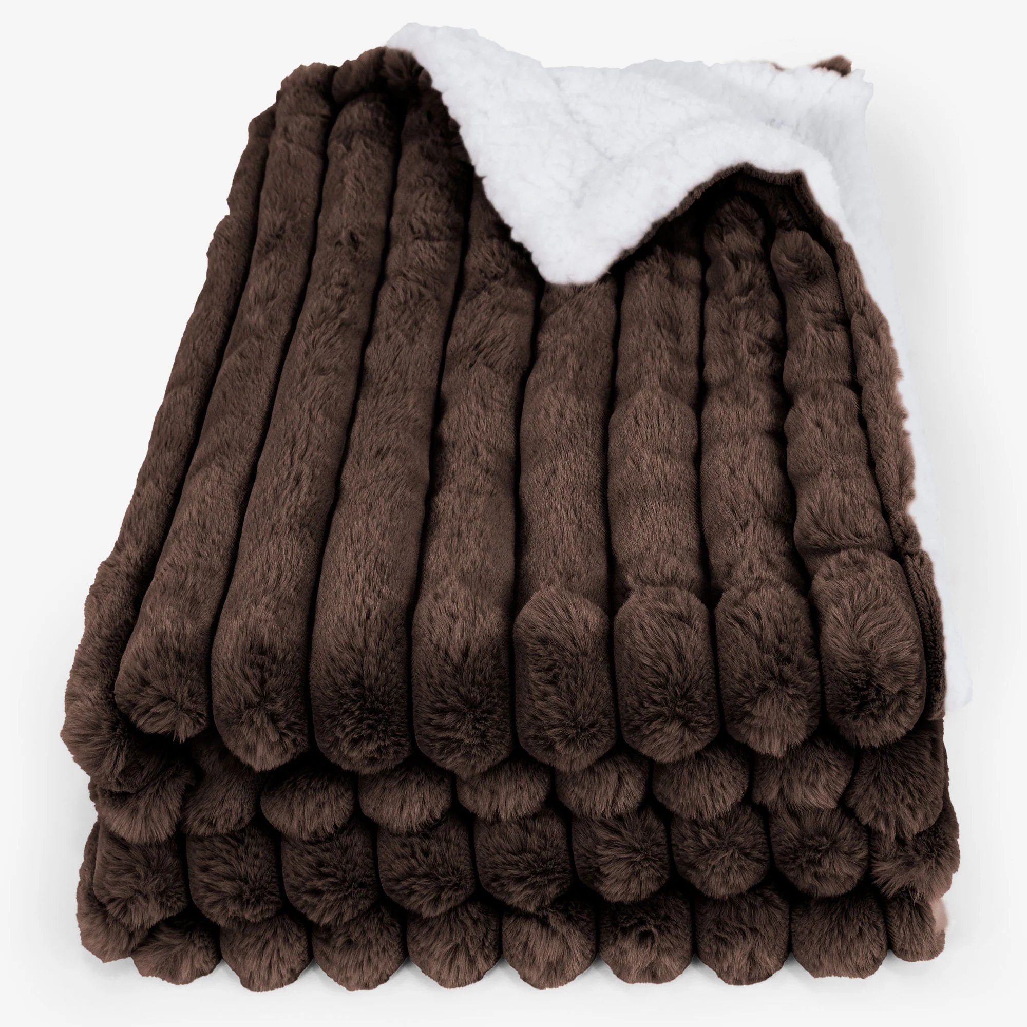 Sherpa-Decke - Ultra Plüsch Cord Nussbraun - Image 2