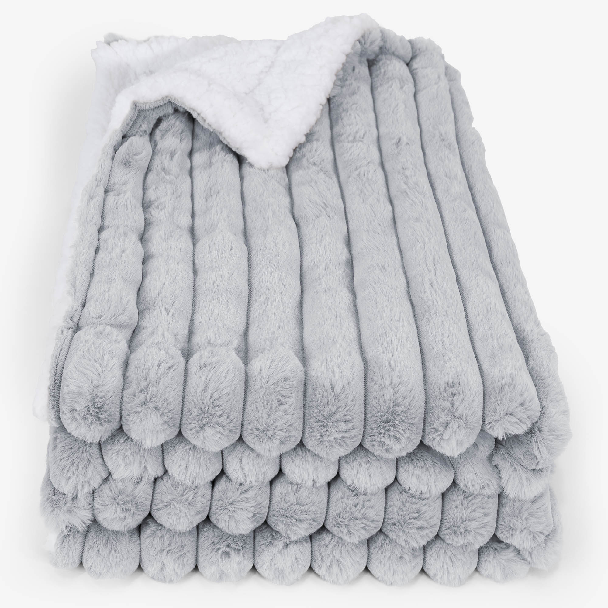 Sherpa-Decke - Ultra Plüsch Cord Taubenblau - Image 2
