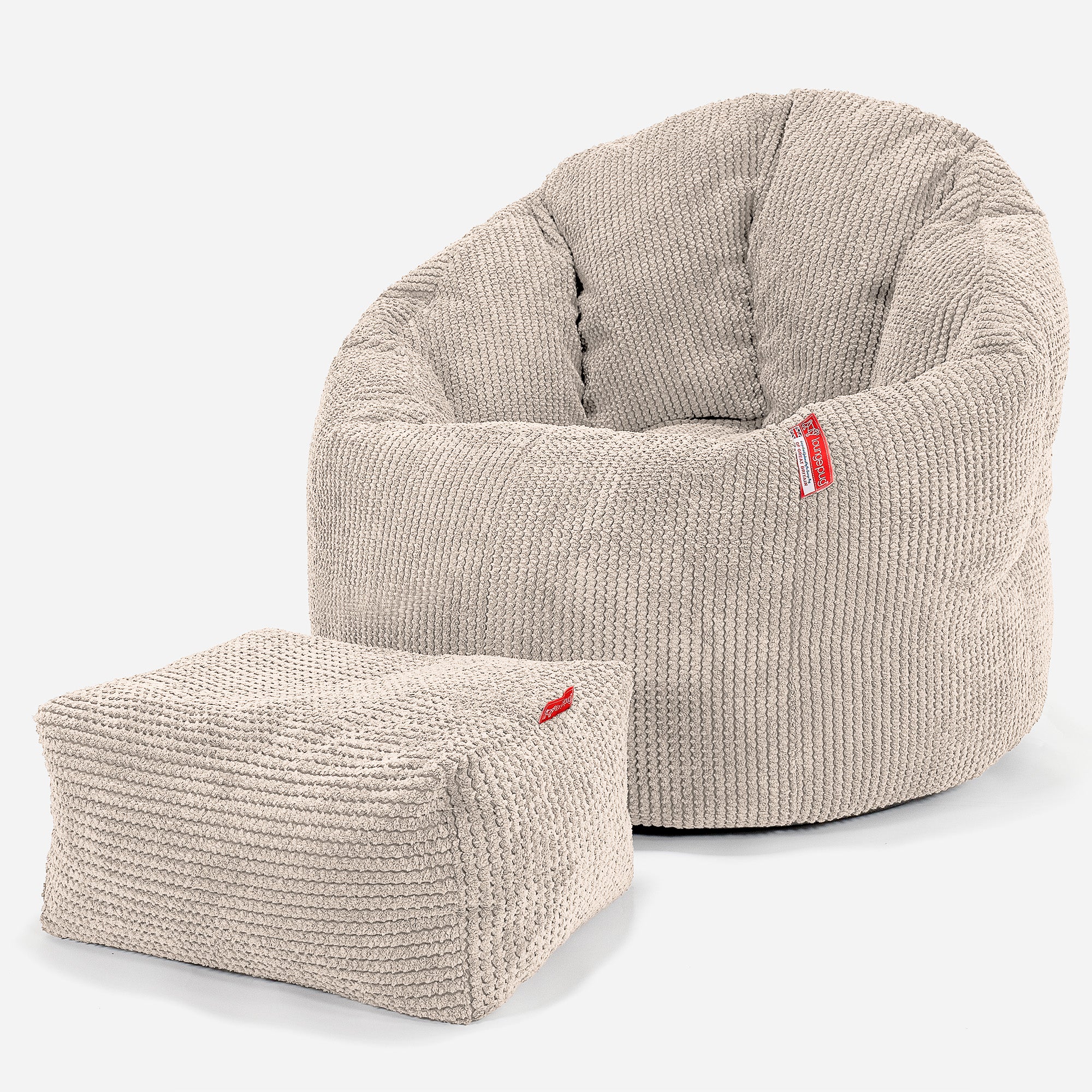 Sitzsack Kuschel Lounge Sessel - Pom-Pom Creme - Image 2