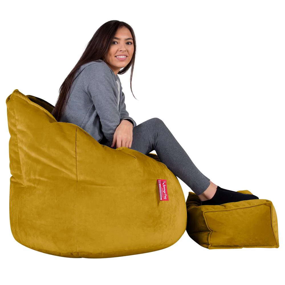 Sitzsack Kuschel Lounge Sessel - Samt Gold - Image 3